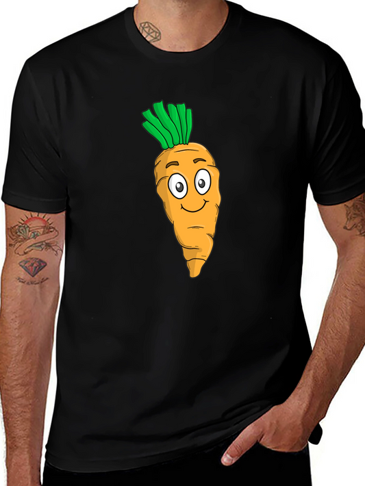 Carrot Cartoon Graphic Tee - Black T-Shirt