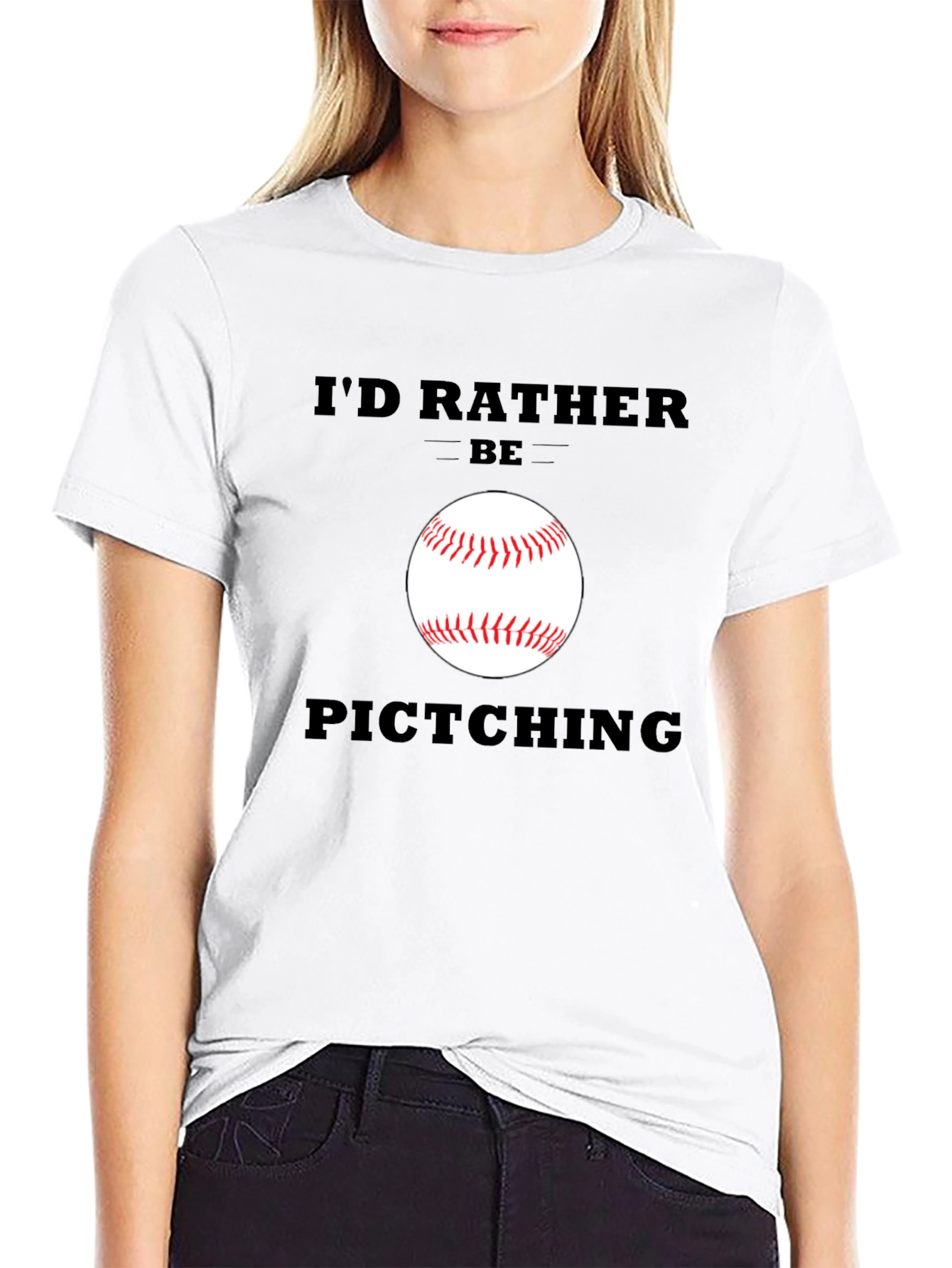 Funny Baseball T-Shirt - Id Rather Be Pitching