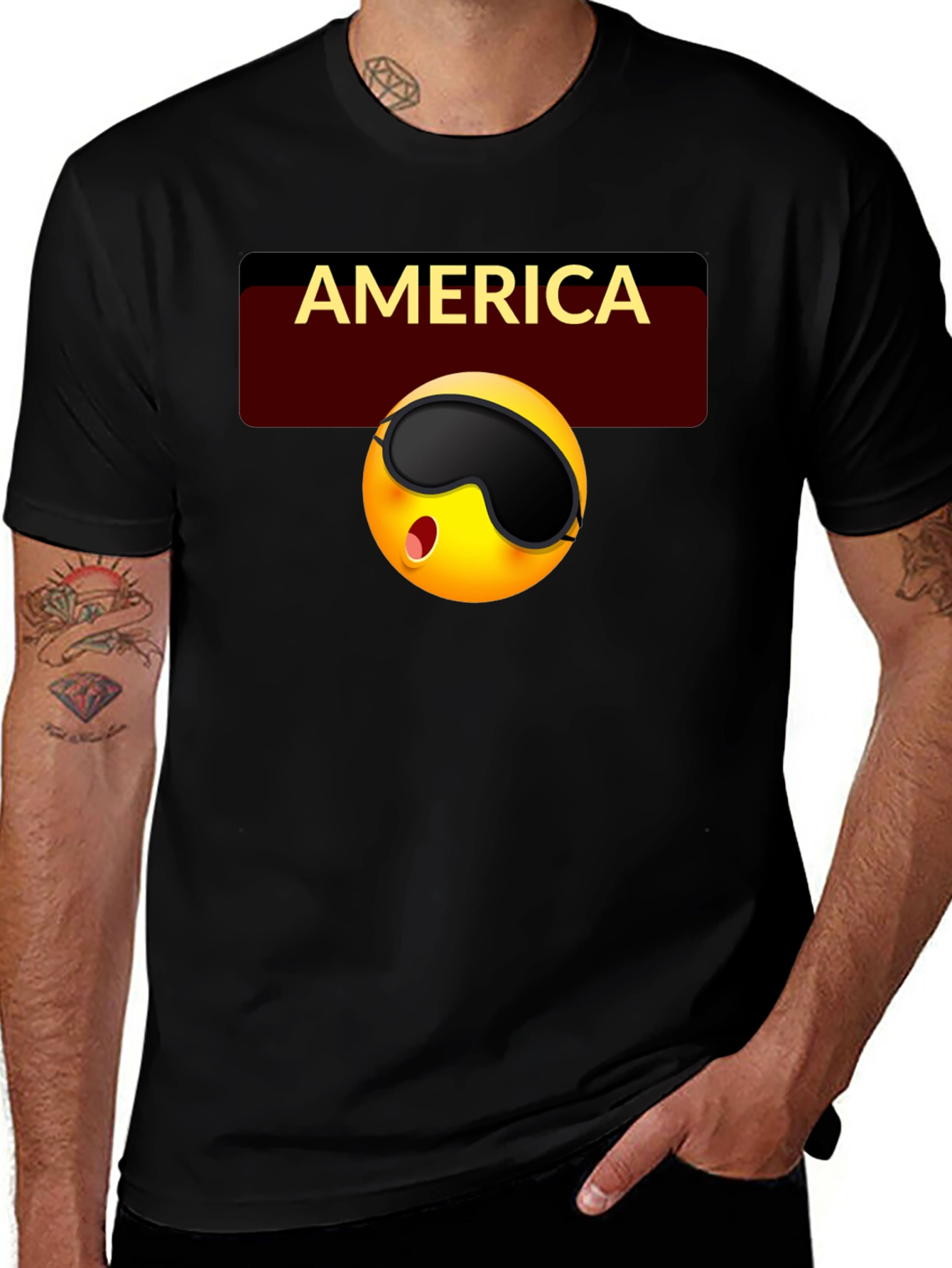 America Emoji Sleep Mask T-Shirt - Black