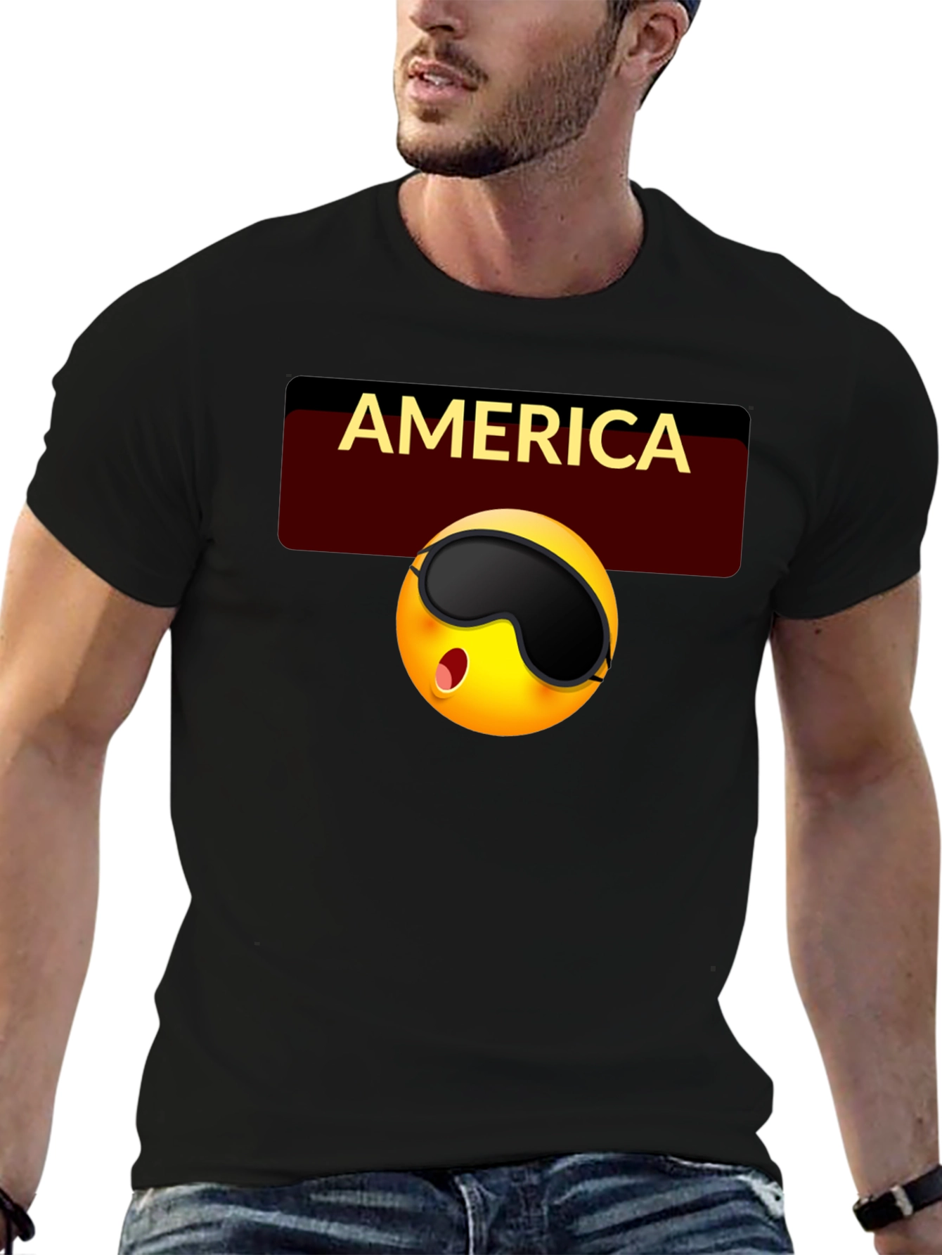 America Emoji Sleep Mask T-Shirt - Black