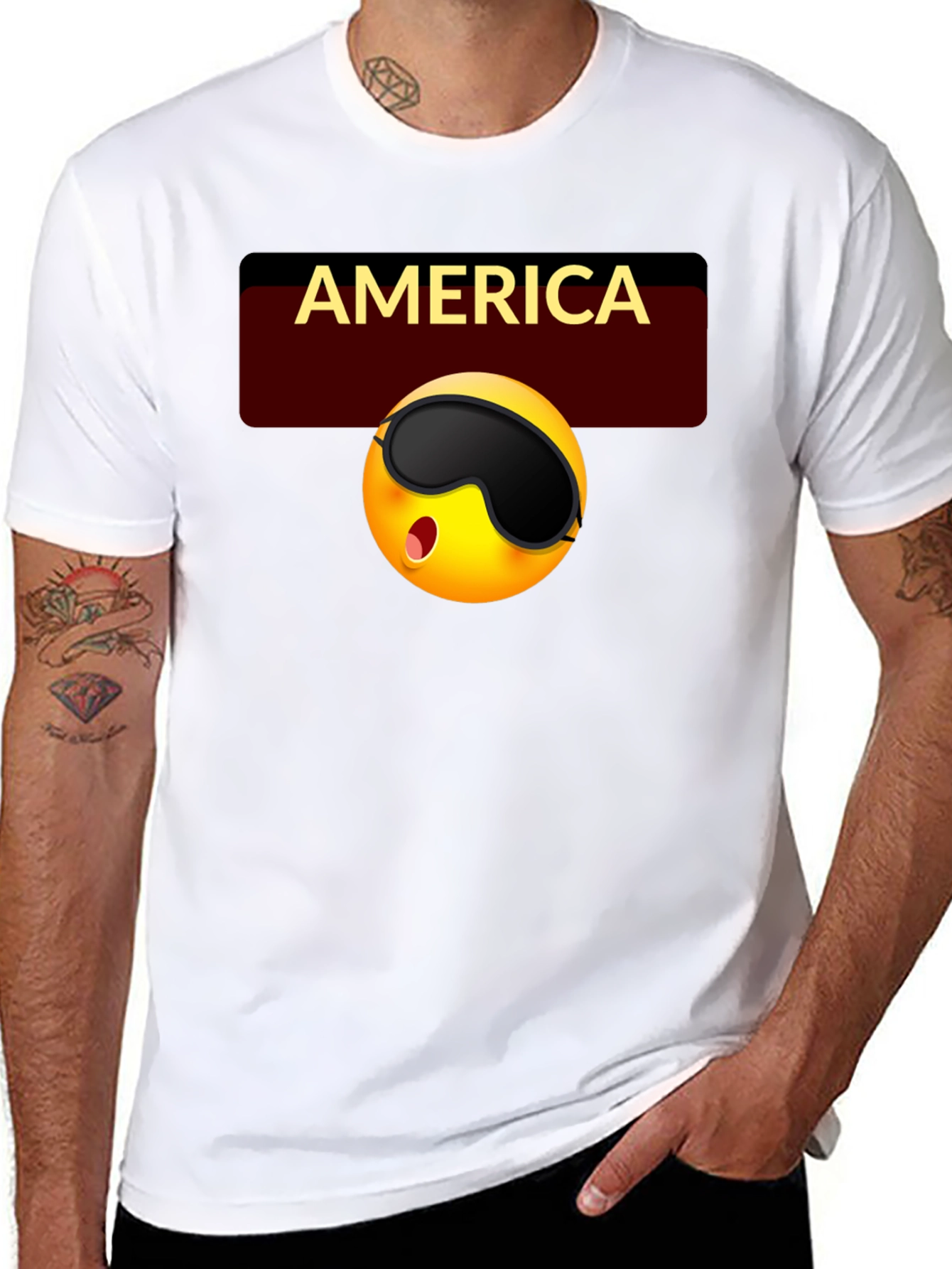 America Emoji Sleep Mask T-Shirt - Black