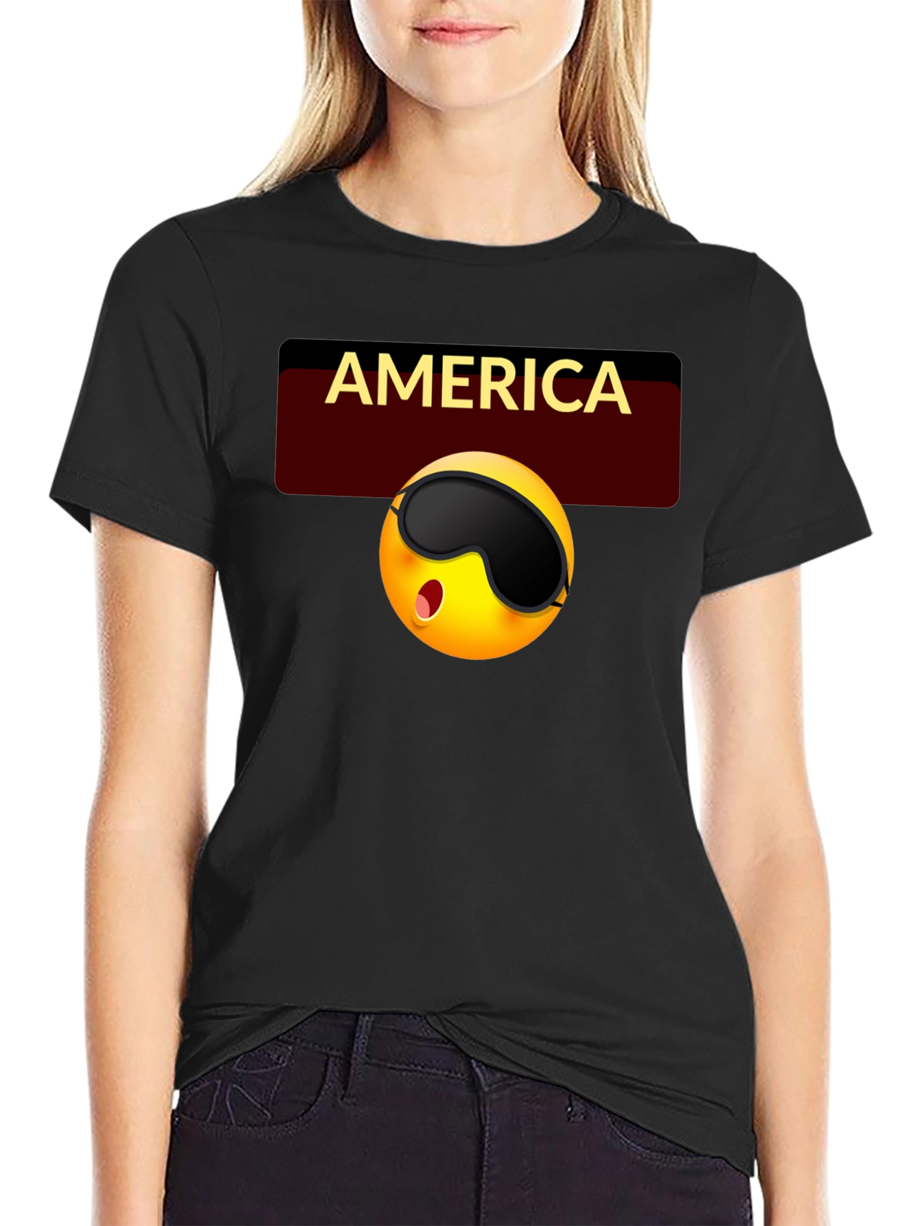 America Emoji Sleep Mask T-Shirt - Black