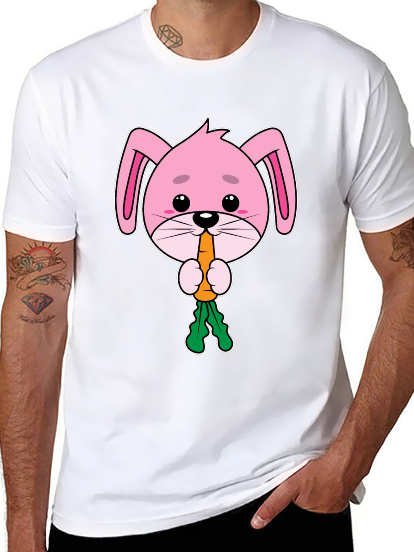 Cute Bunny Eating Carrot Graphic Tee
