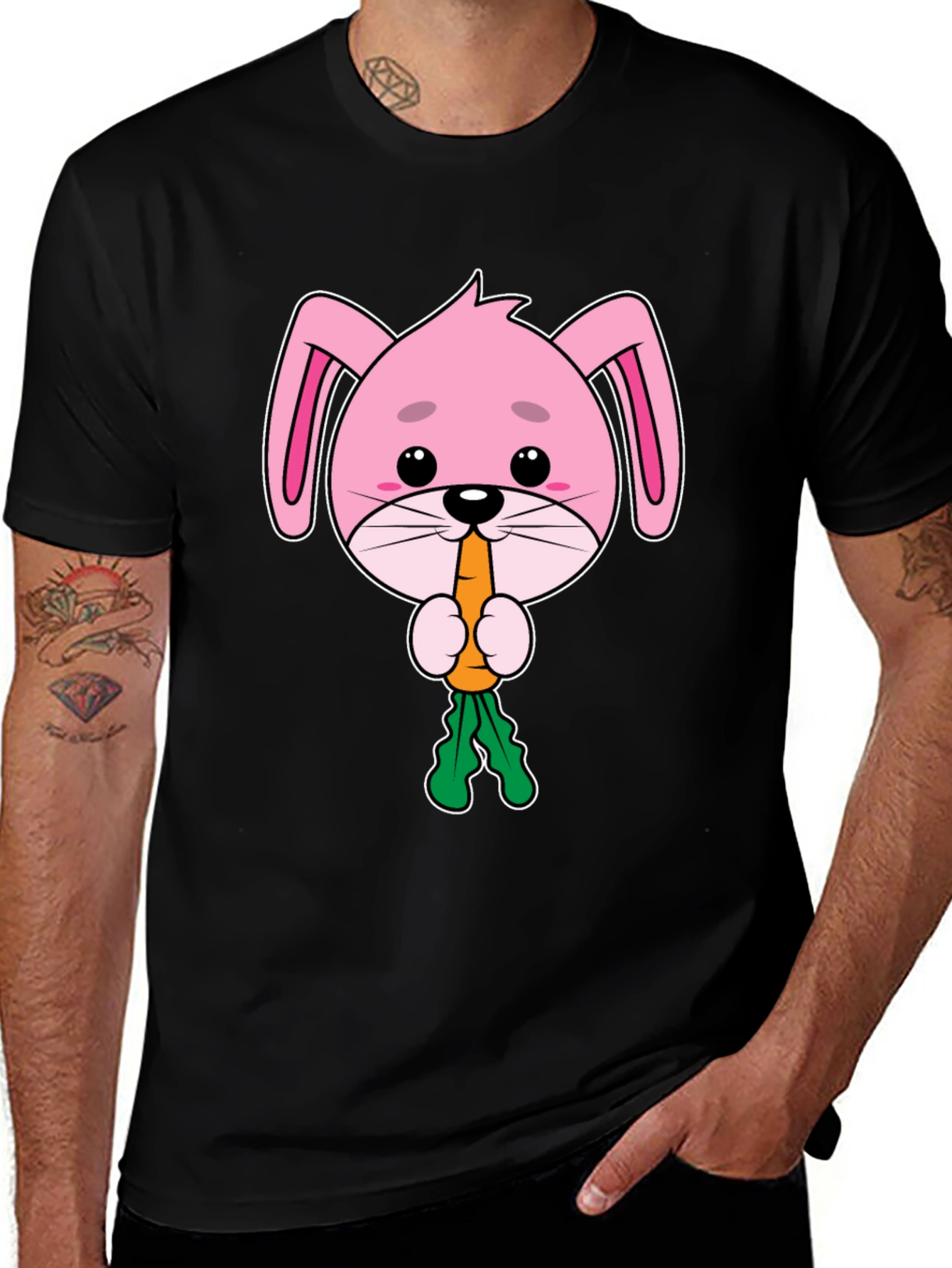 Cute Bunny Eating Carrot Graphic Tee