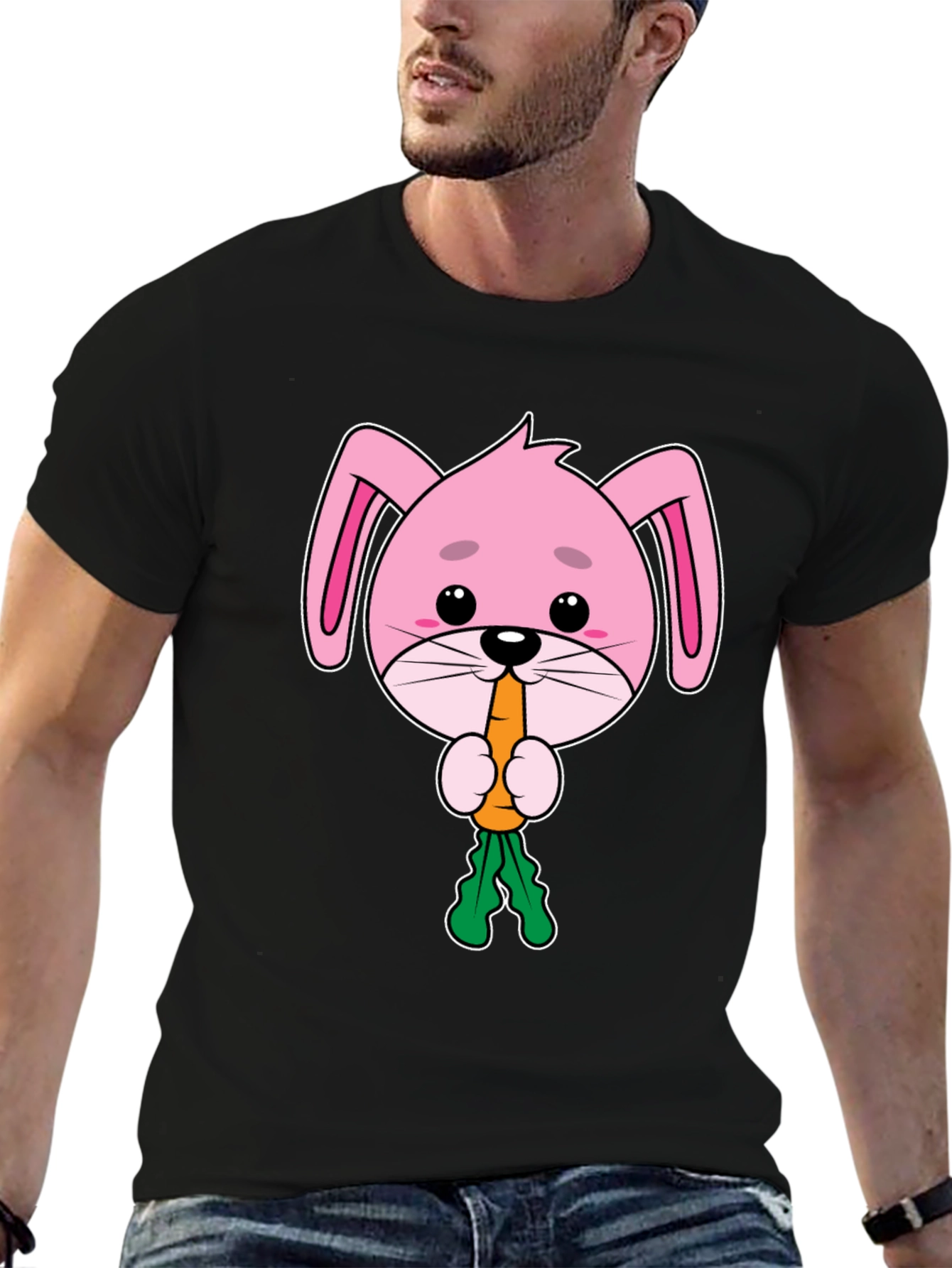 Cute Bunny Eating Carrot Graphic Tee