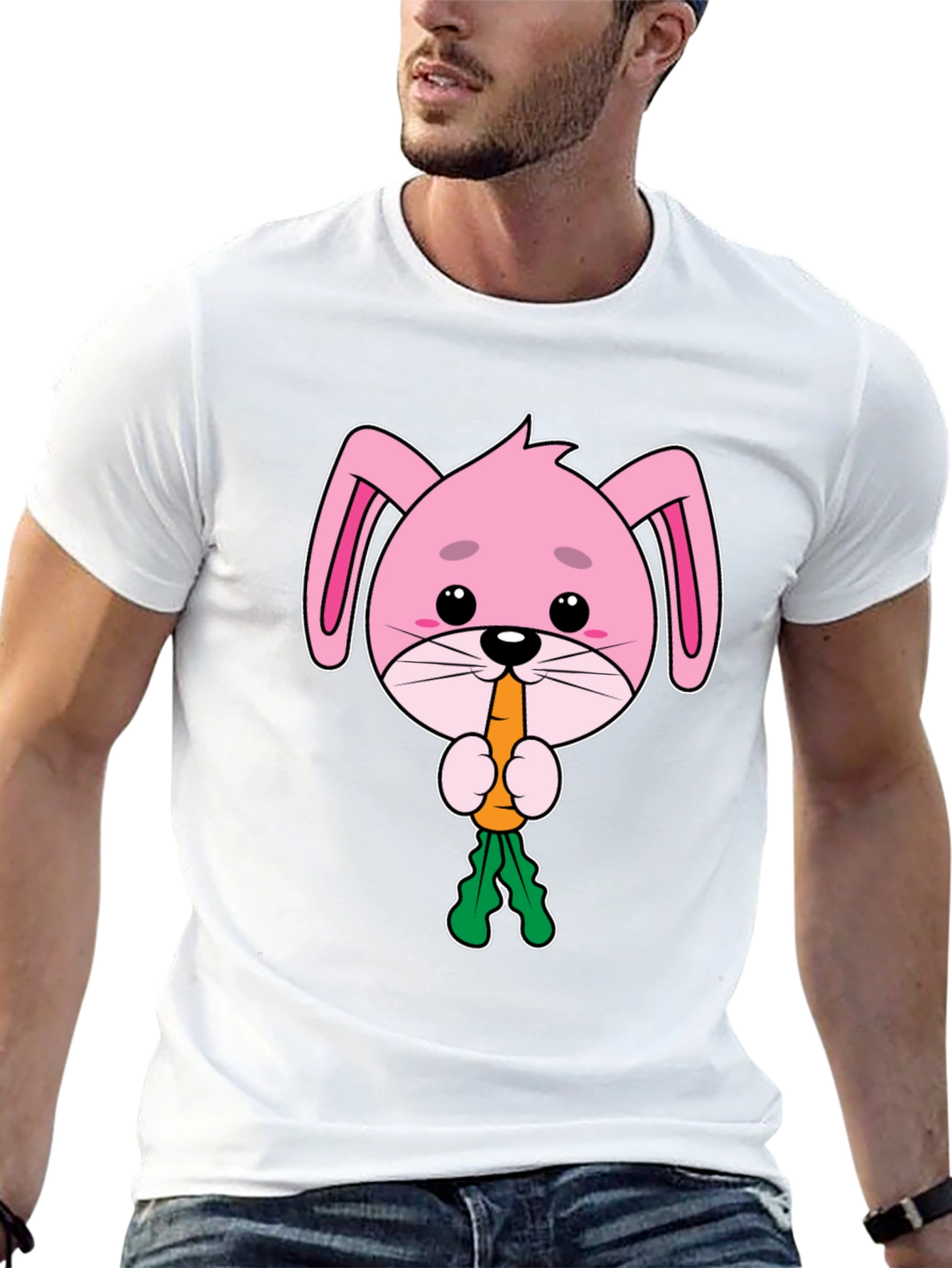 Cute Bunny Eating Carrot Graphic Tee