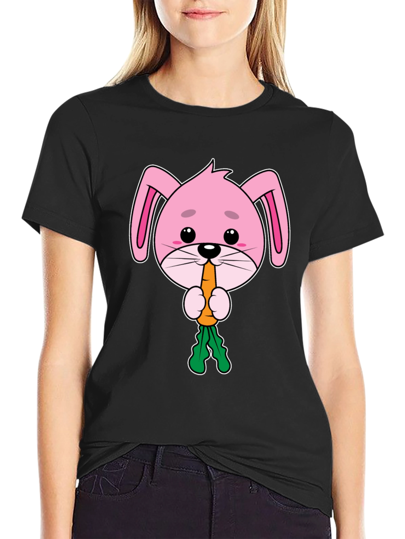Cute Bunny Eating Carrot Graphic Tee