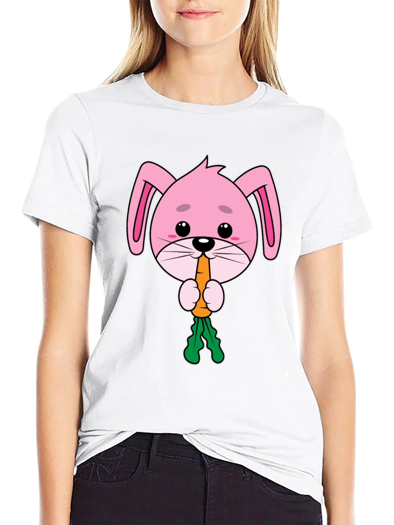 Cute Bunny Eating Carrot Graphic Tee