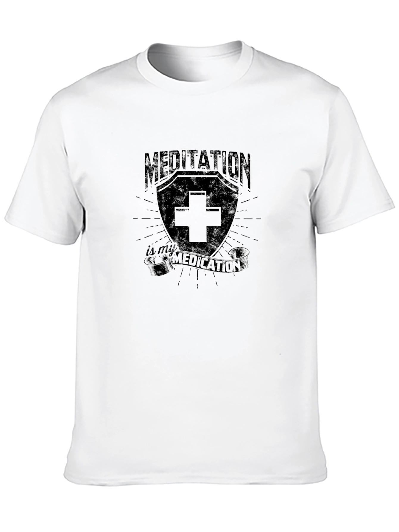 Meditation is My Medication Black Graphic T-Shirt