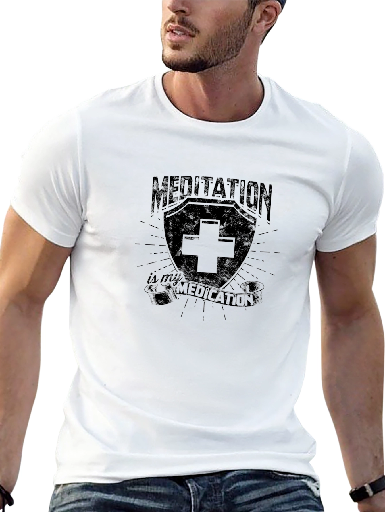 Meditation is My Medication Black Graphic T-Shirt