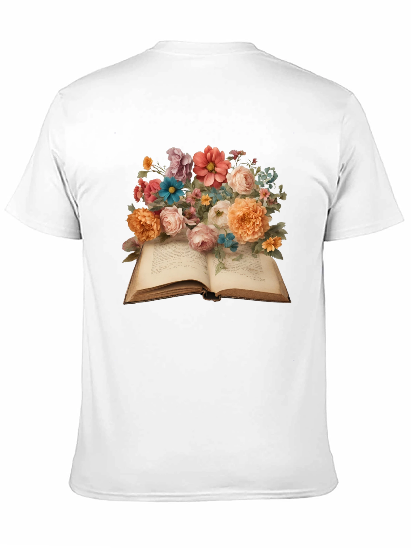 Floral Book T-Shirt: Artistic Literary Tee