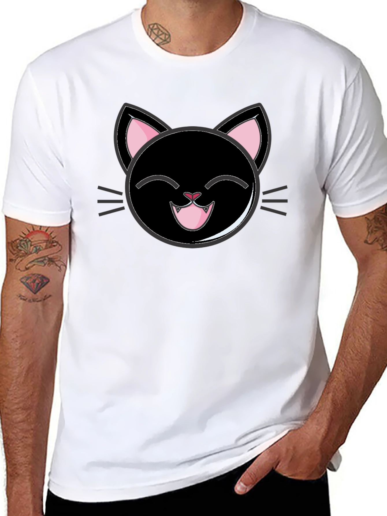 Cute Cartoon Black Cat T-Shirt