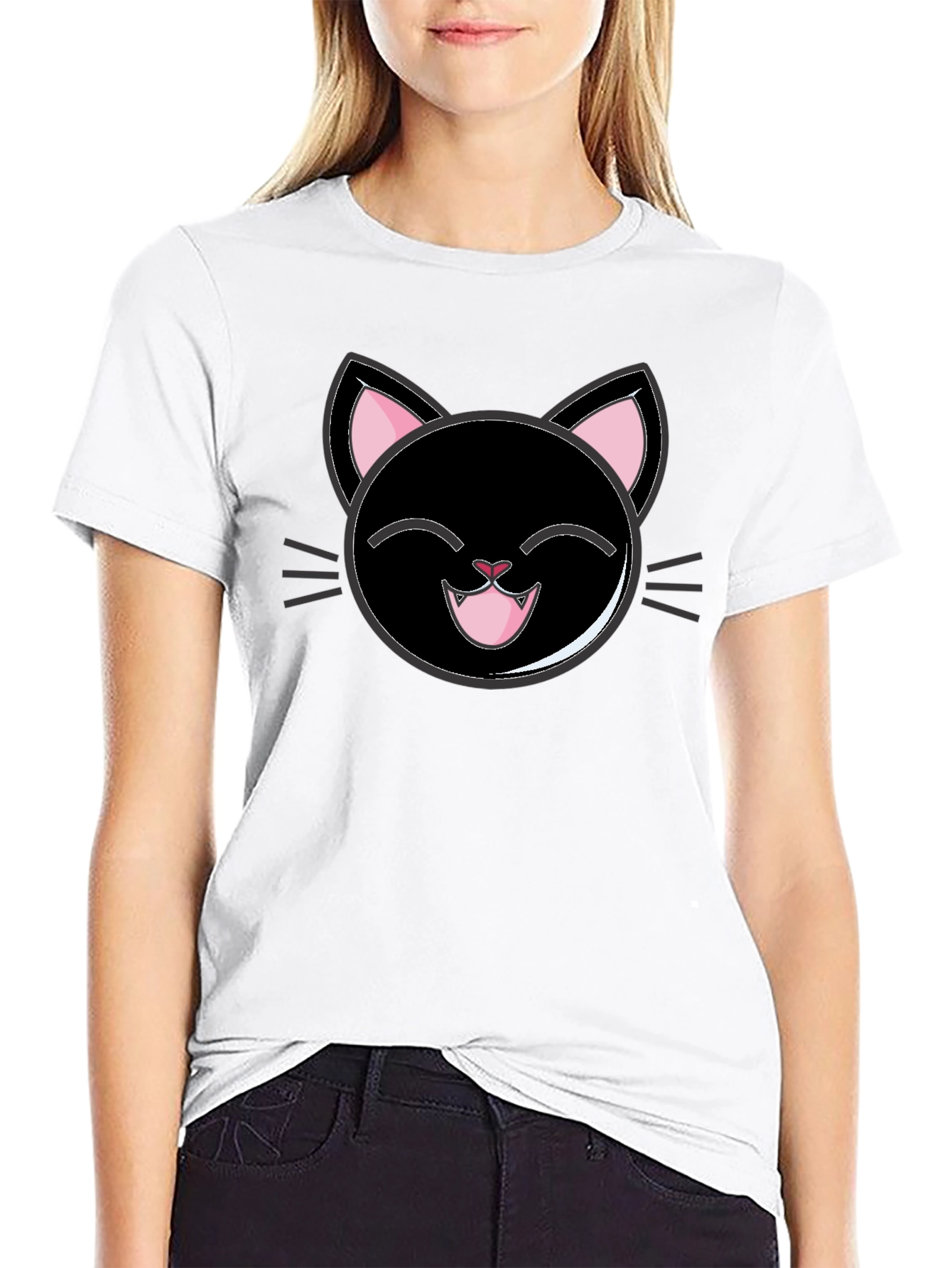 Cute Cartoon Black Cat T-Shirt
