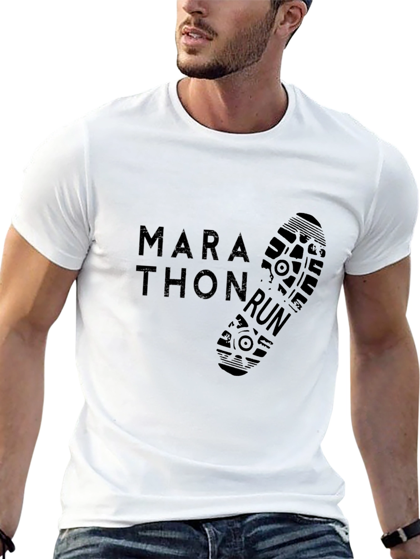 Marathon Run Graphic Black T-Shirt