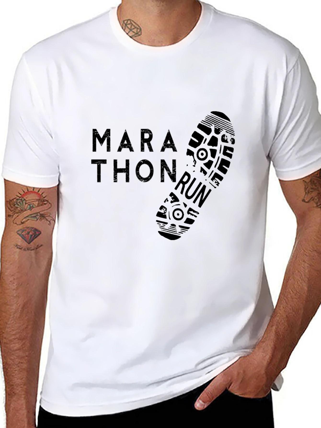 Marathon Run Graphic Black T-Shirt