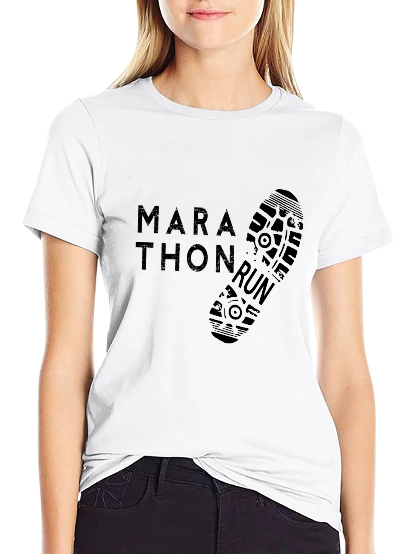 Marathon Run Graphic Black T-Shirt