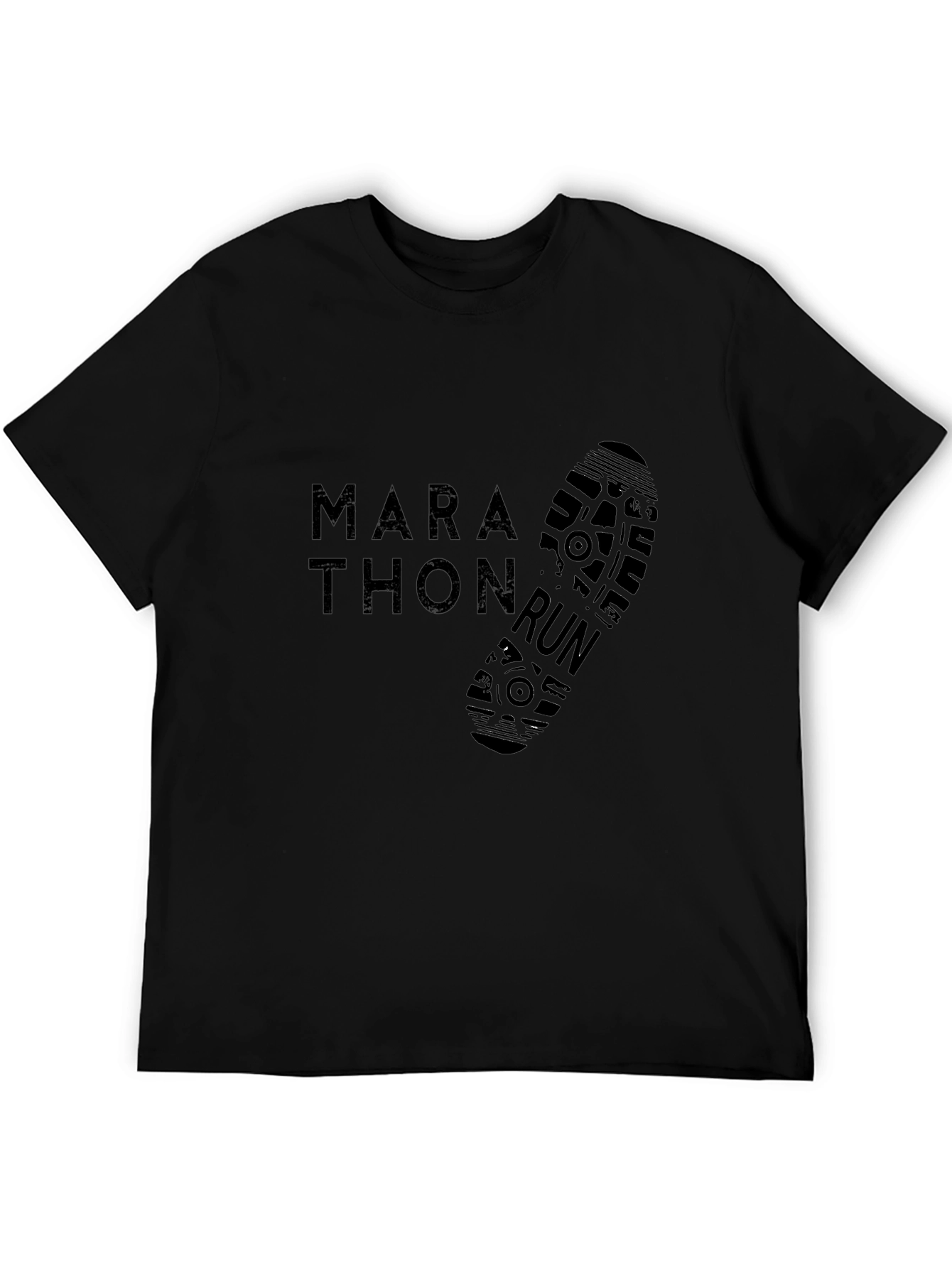 Marathon Run Graphic Black T-Shirt