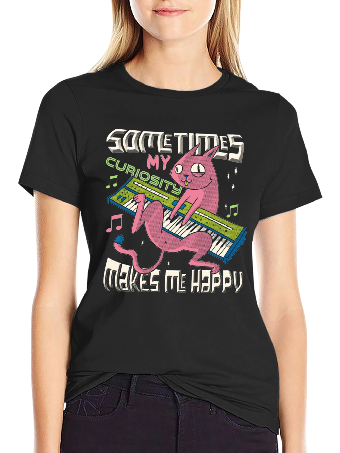 Curious Cat Keyboard T-Shirt