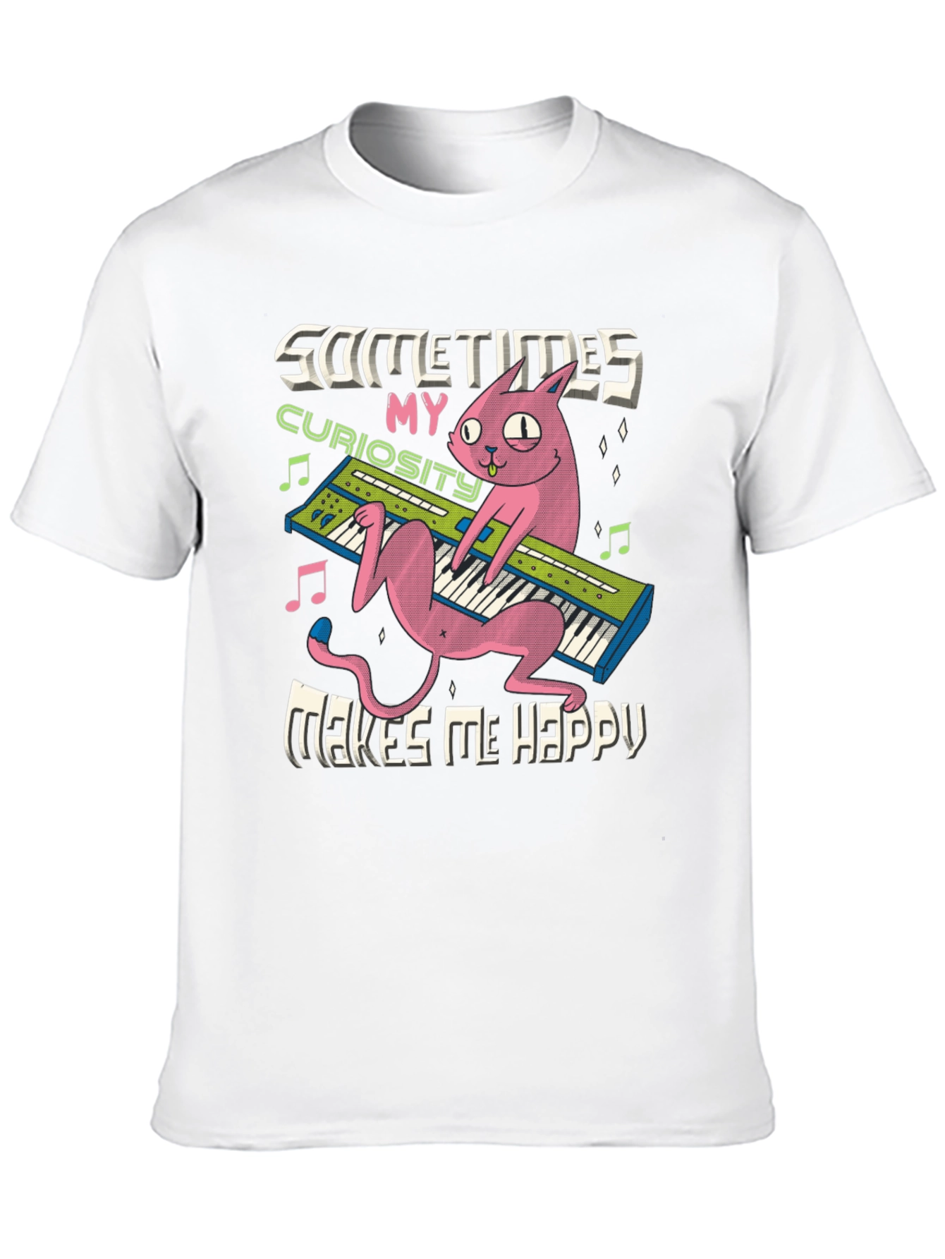 Curious Cat Keyboard T-Shirt