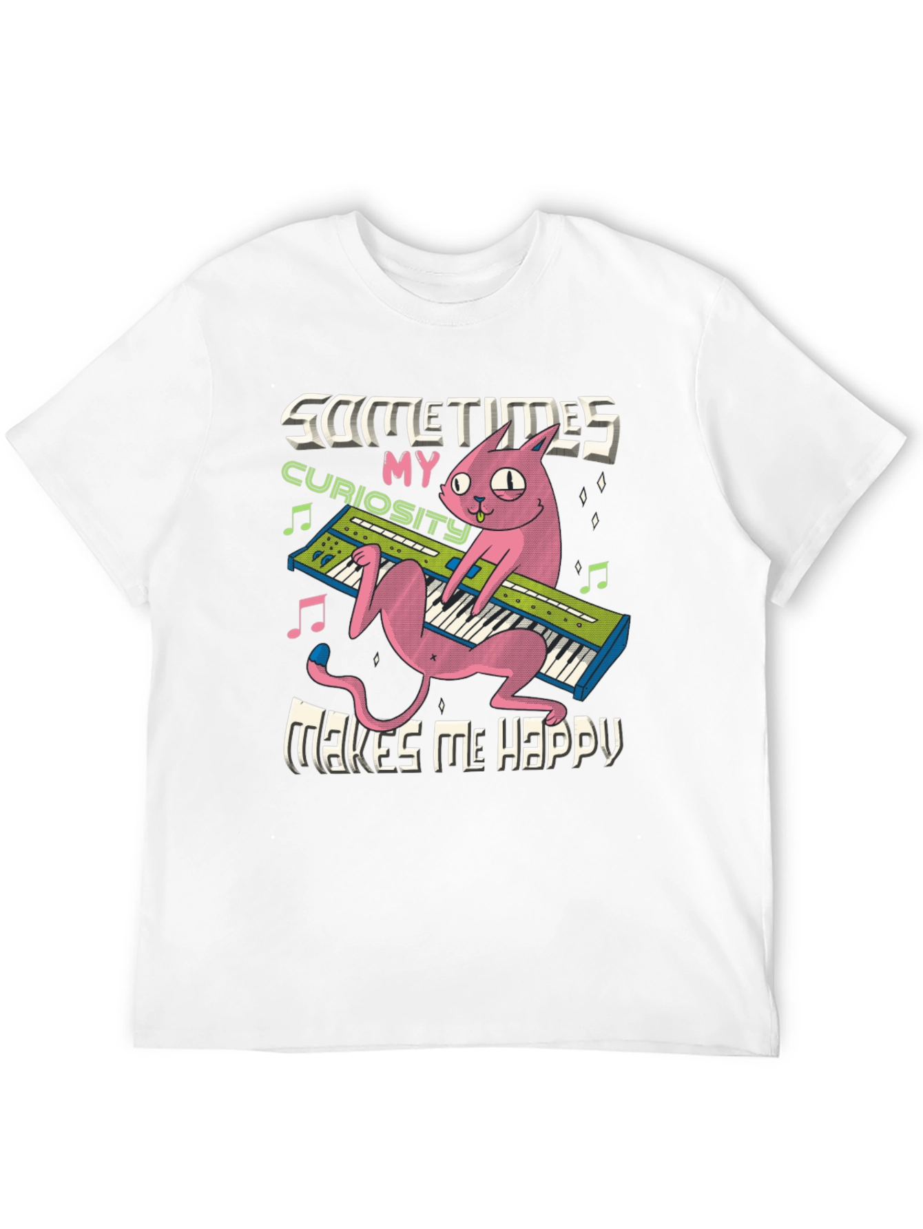 Curious Cat Keyboard T-Shirt