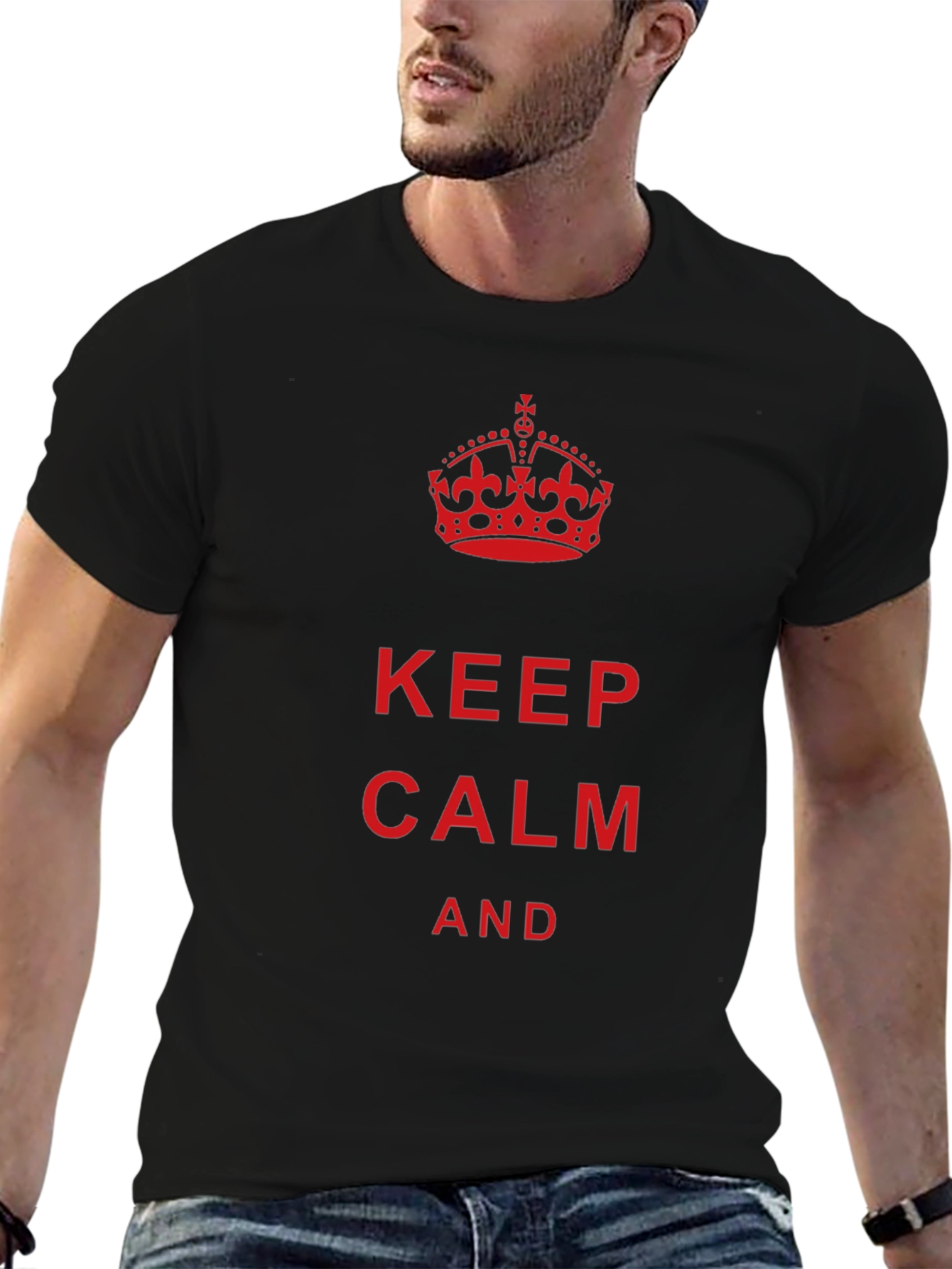 Keep Calm Graphic Tee - Black Cotton T-Shirt
