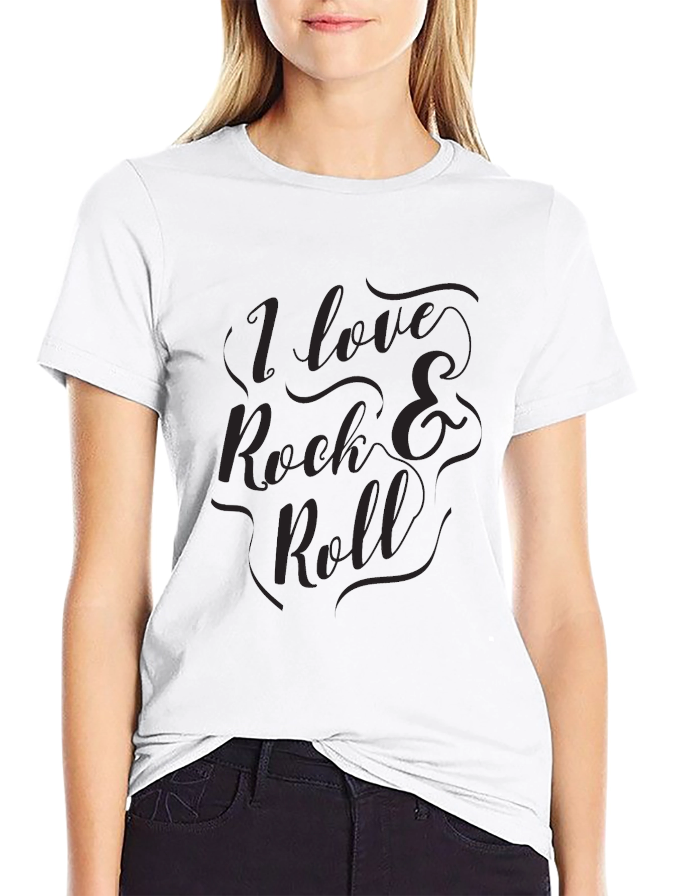 I Love Rock & Roll Graphic Black T-Shirt