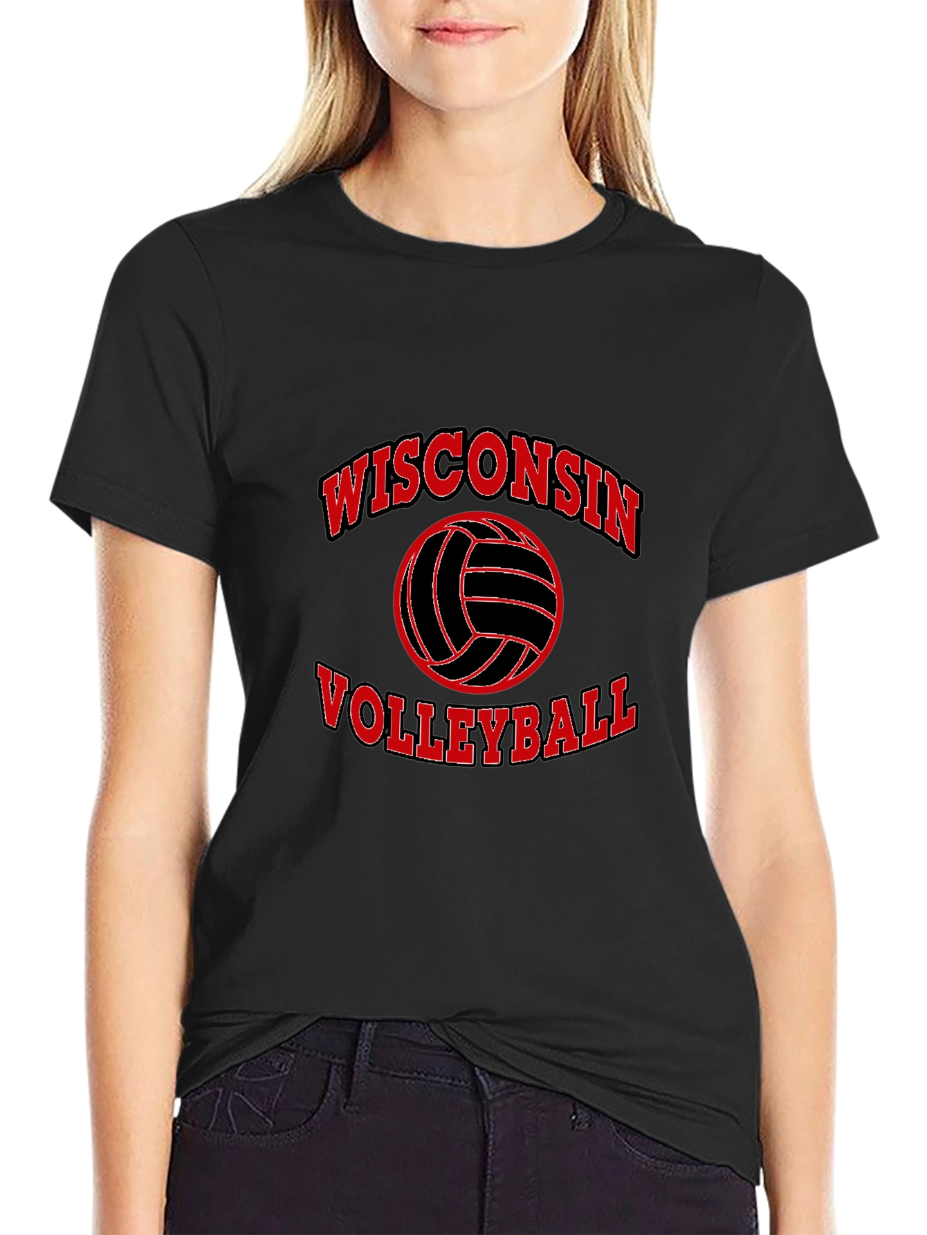 Wisconsin Volleyball Black Graphic T-Shirt