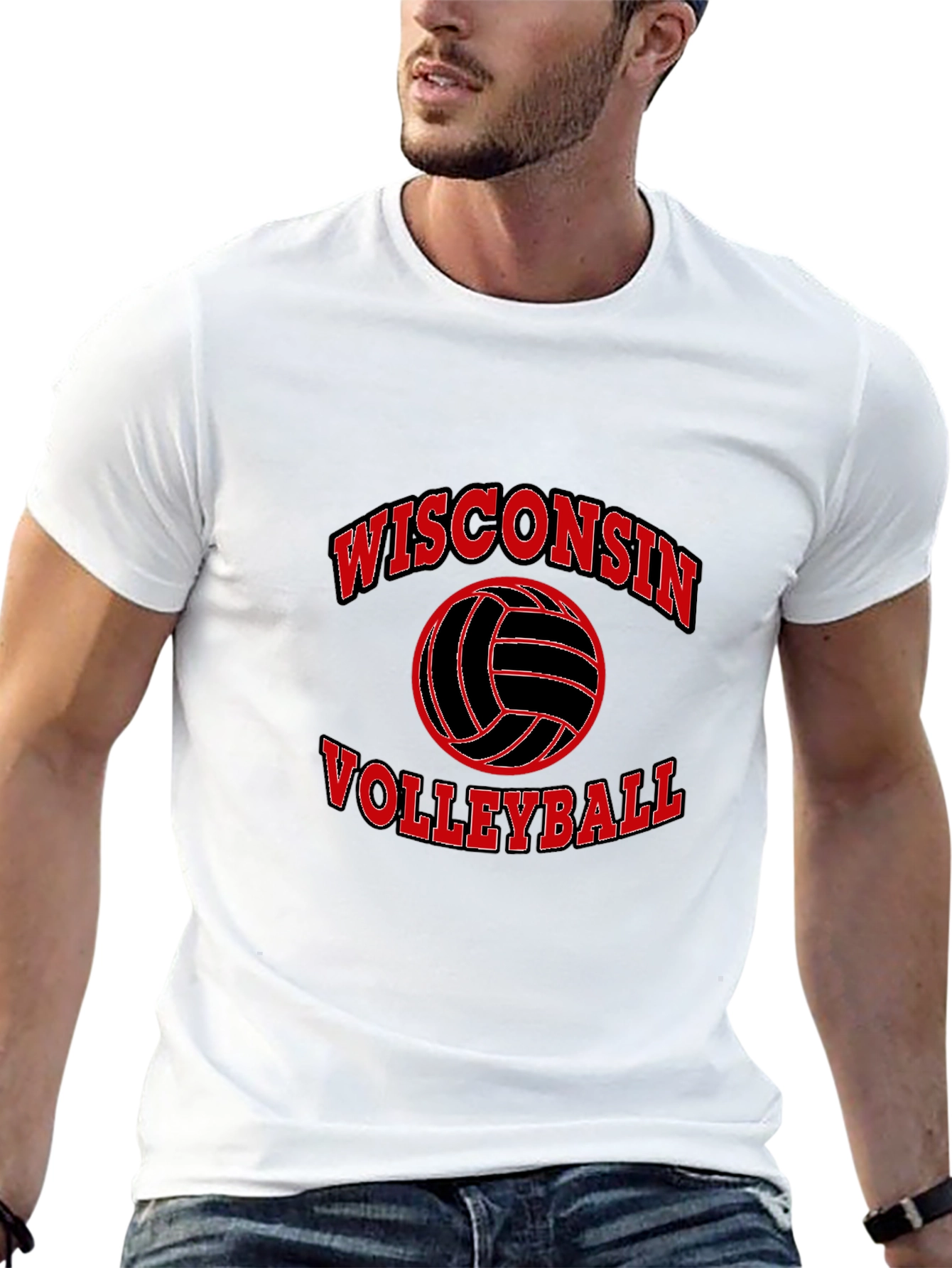Wisconsin Volleyball Black Graphic T-Shirt