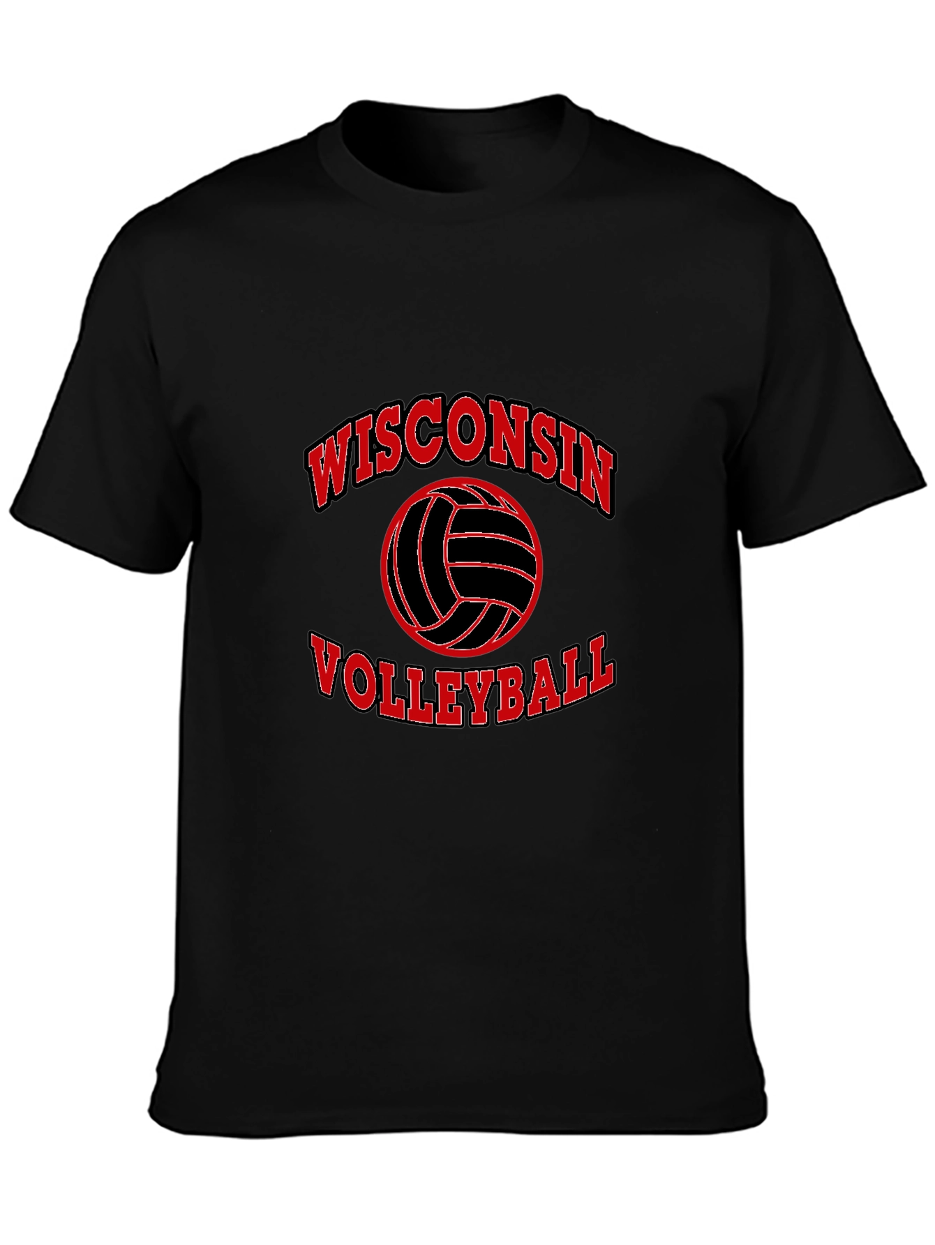 Wisconsin Volleyball Black Graphic T-Shirt
