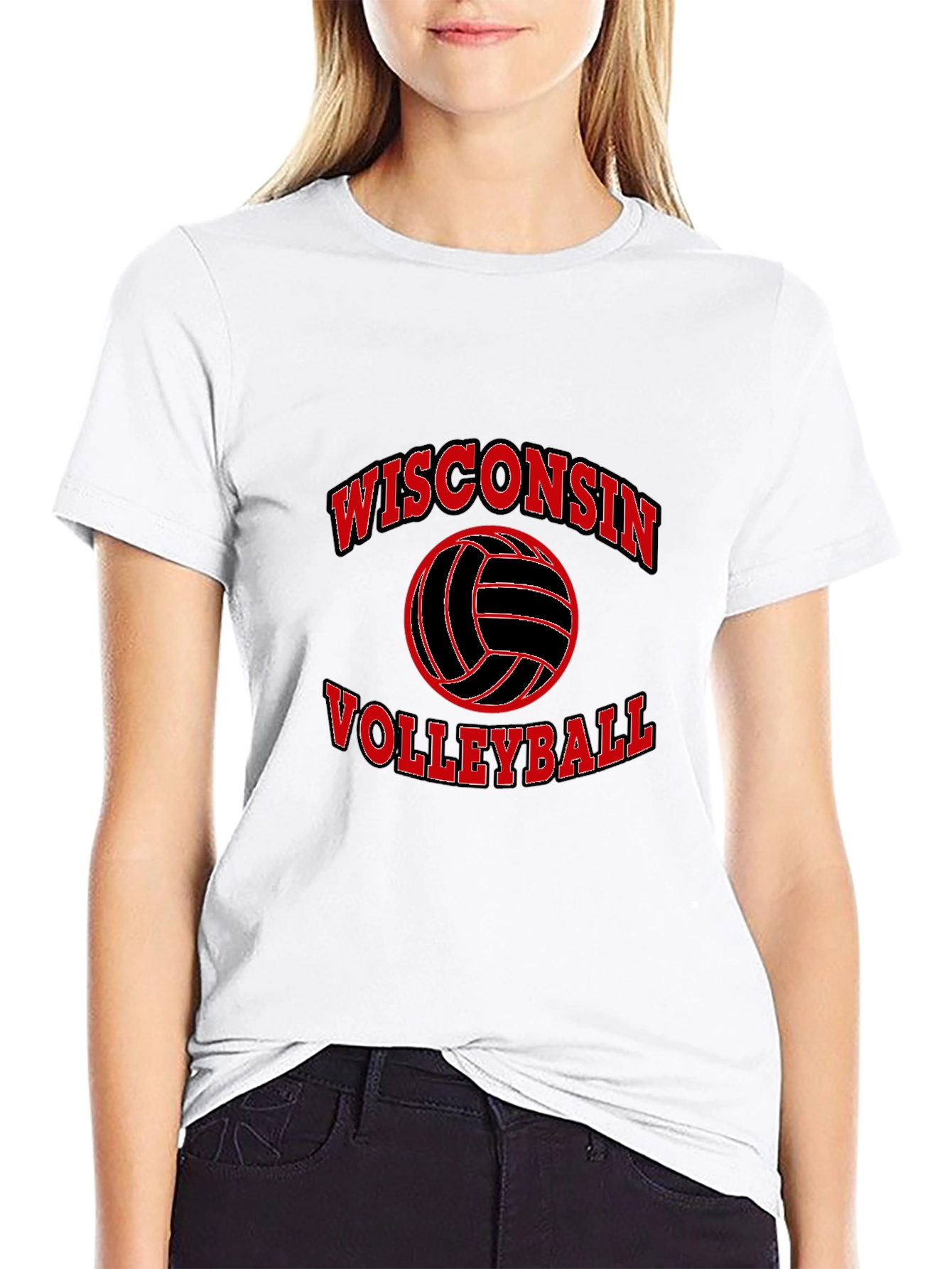 Wisconsin Volleyball Black Graphic T-Shirt