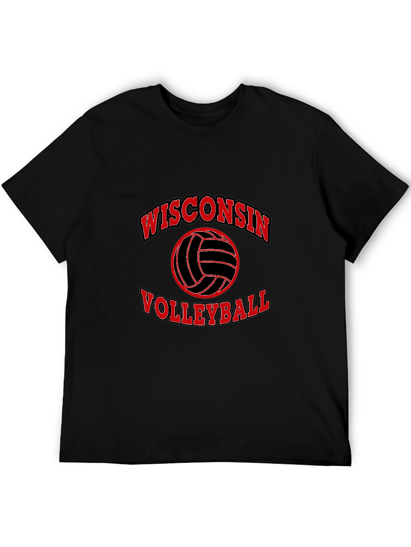 Wisconsin Volleyball Black Graphic T-Shirt