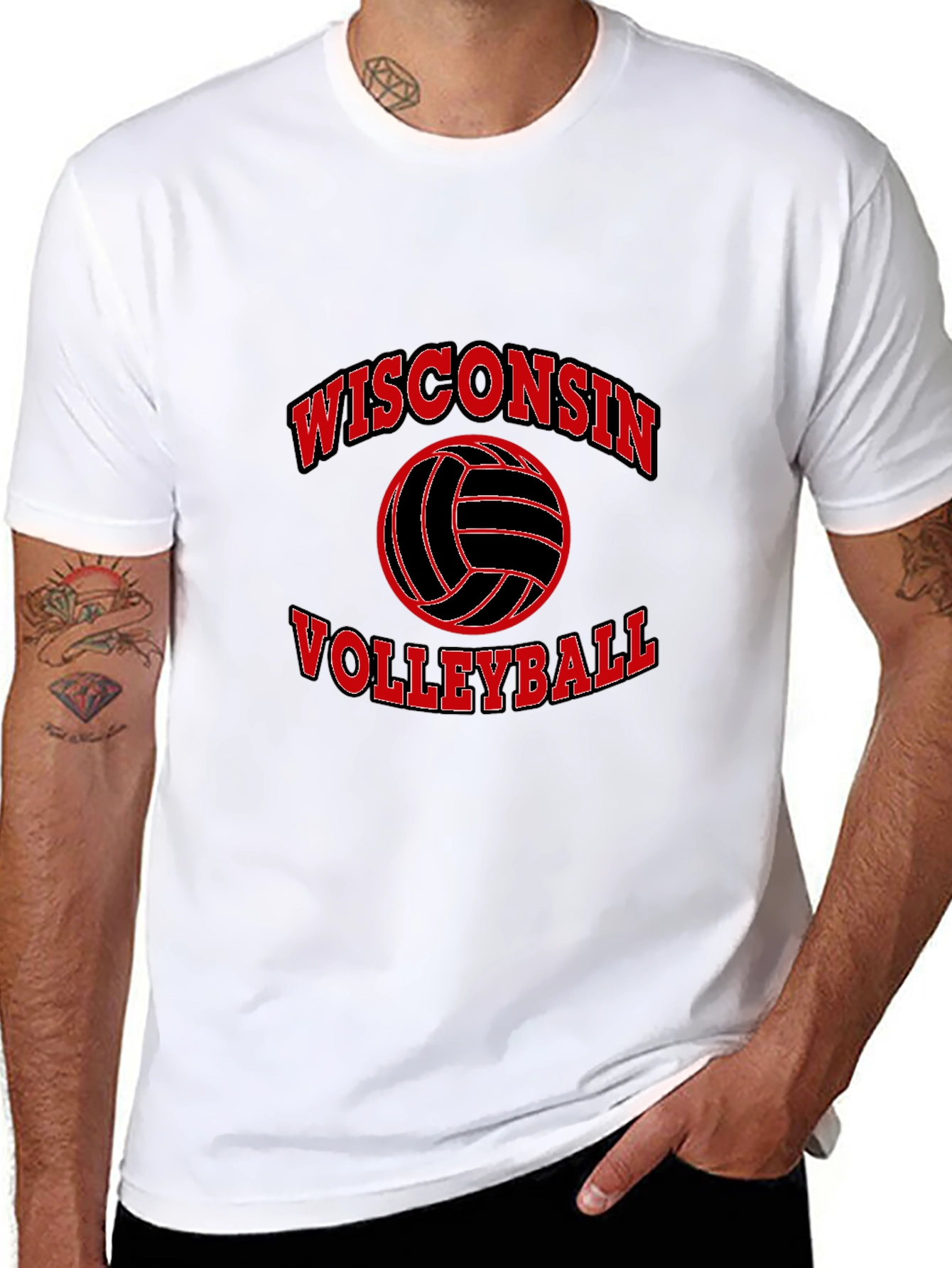 Wisconsin Volleyball Black Graphic T-Shirt