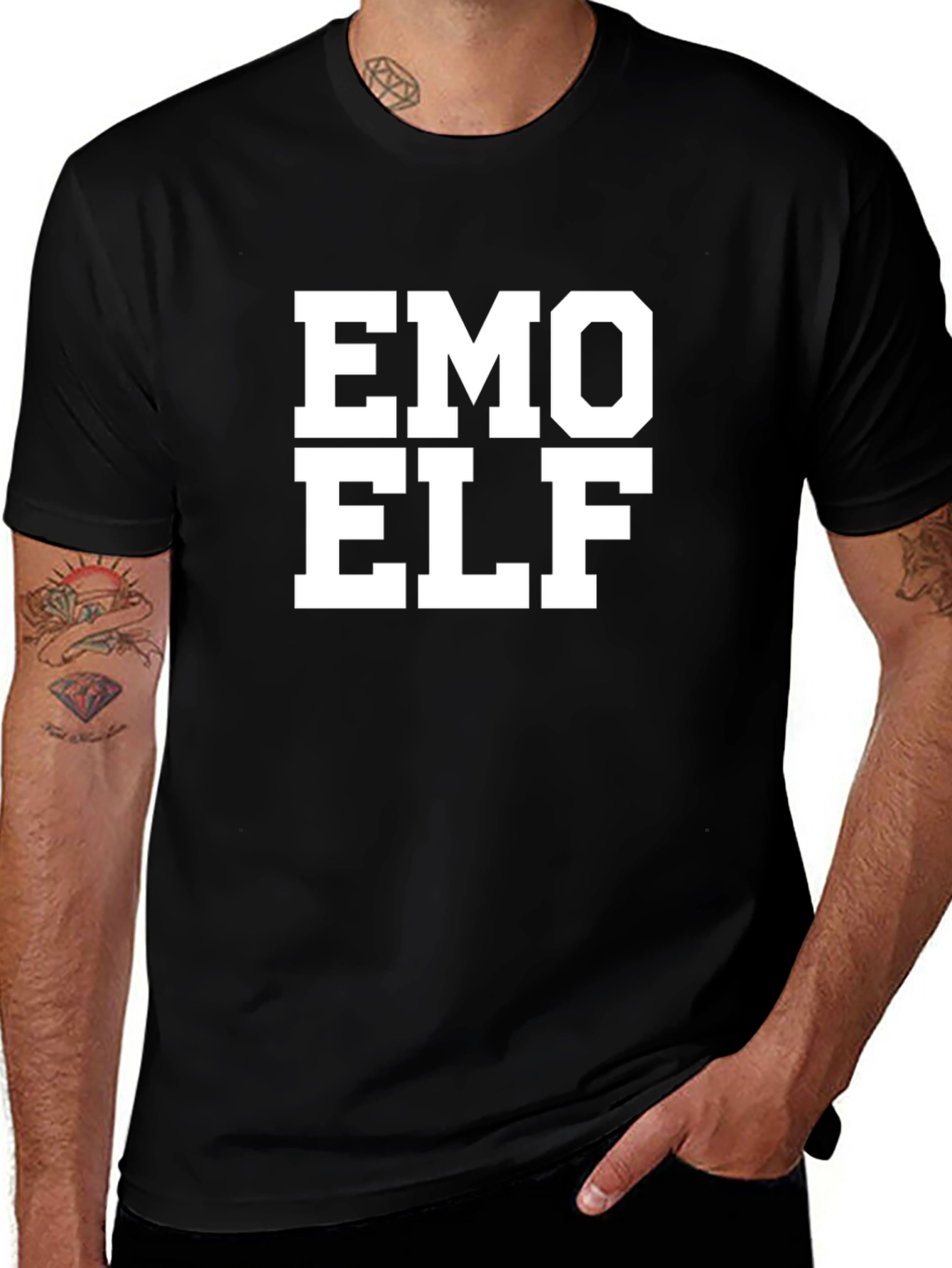 Emo Elf Graphic Tee - Black