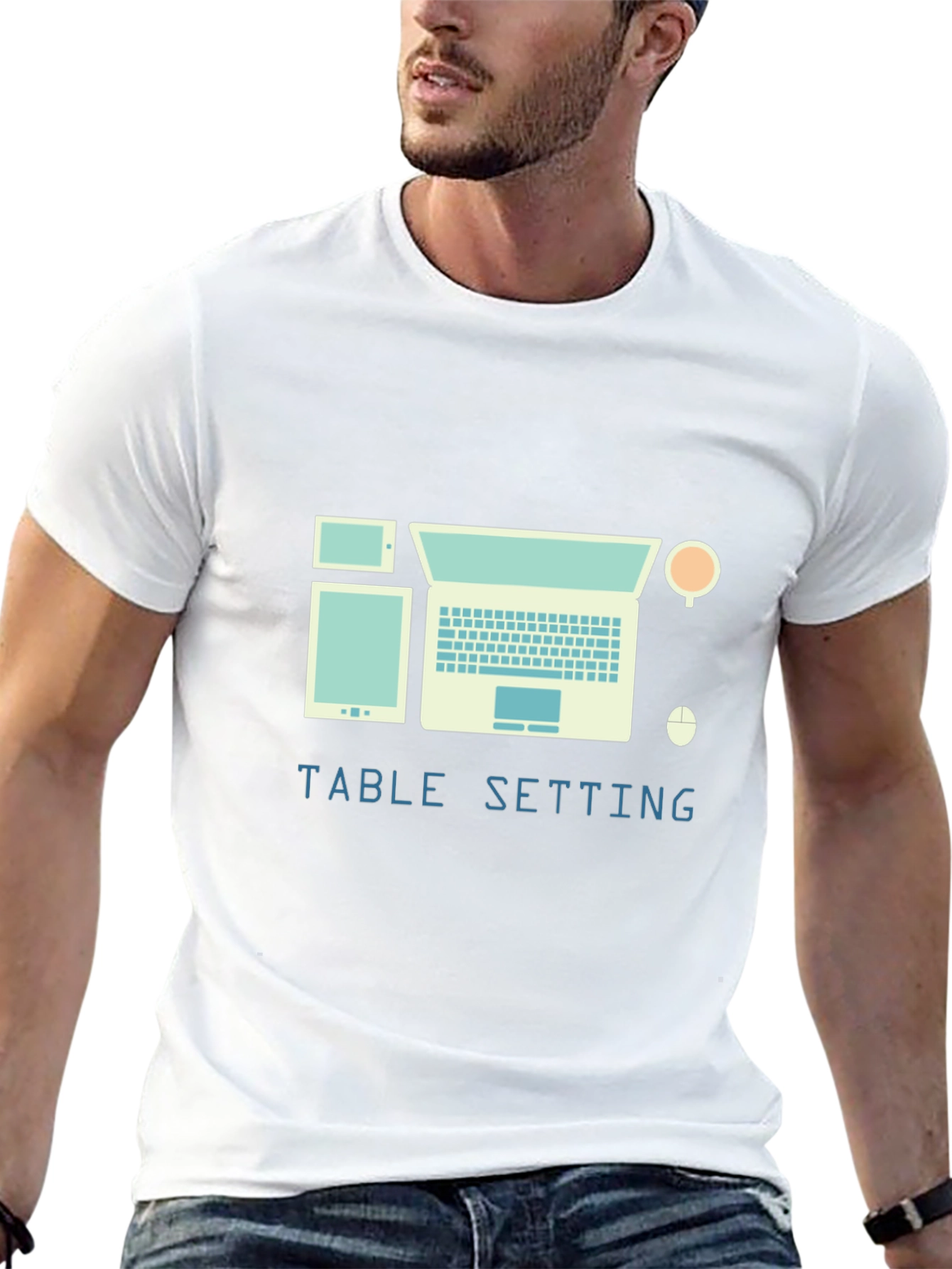 Table Setting Graphic Tee - Laptop Tablet Coffee