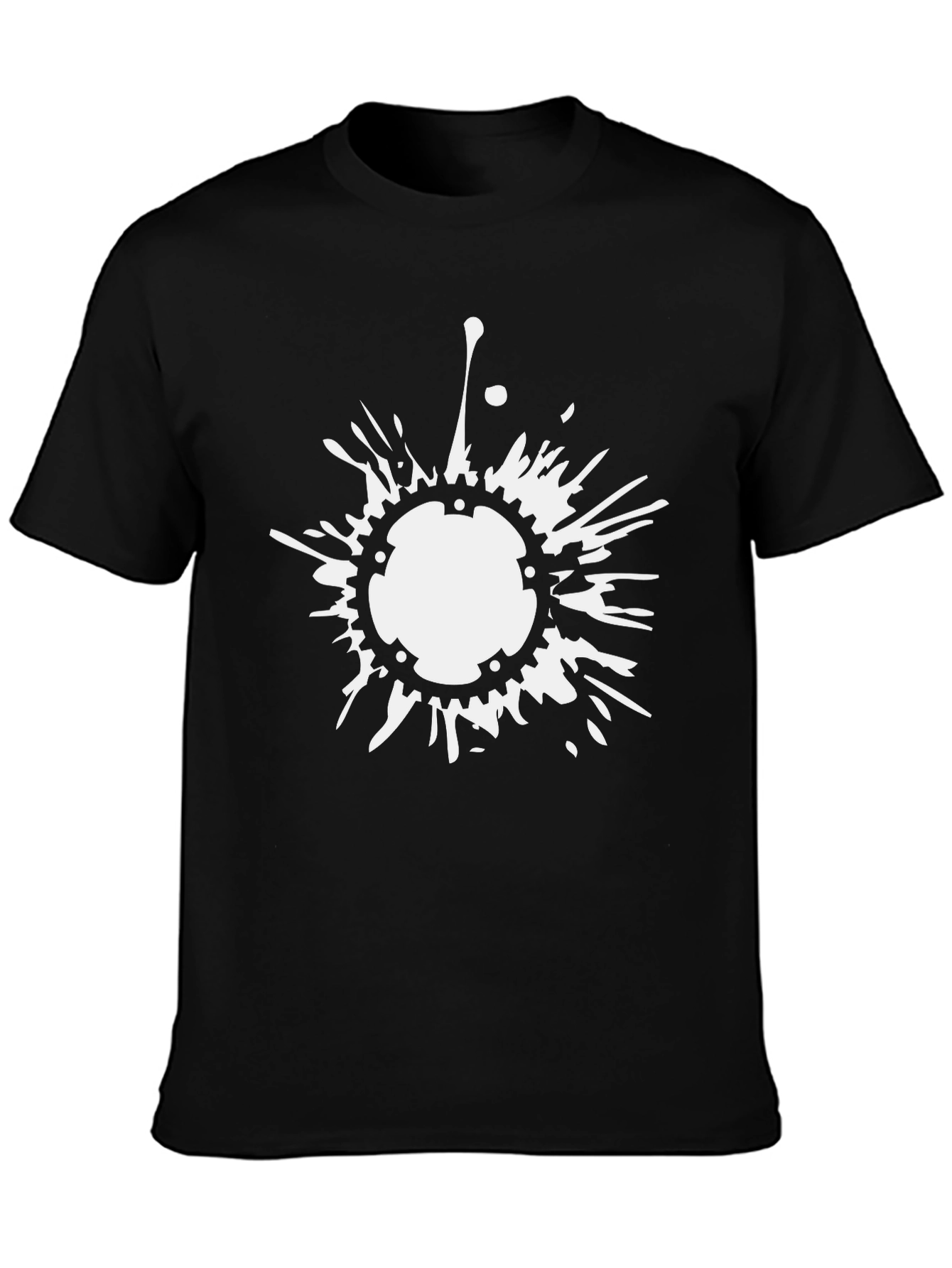 Mens Black T-Shirt with White Splash Graphic