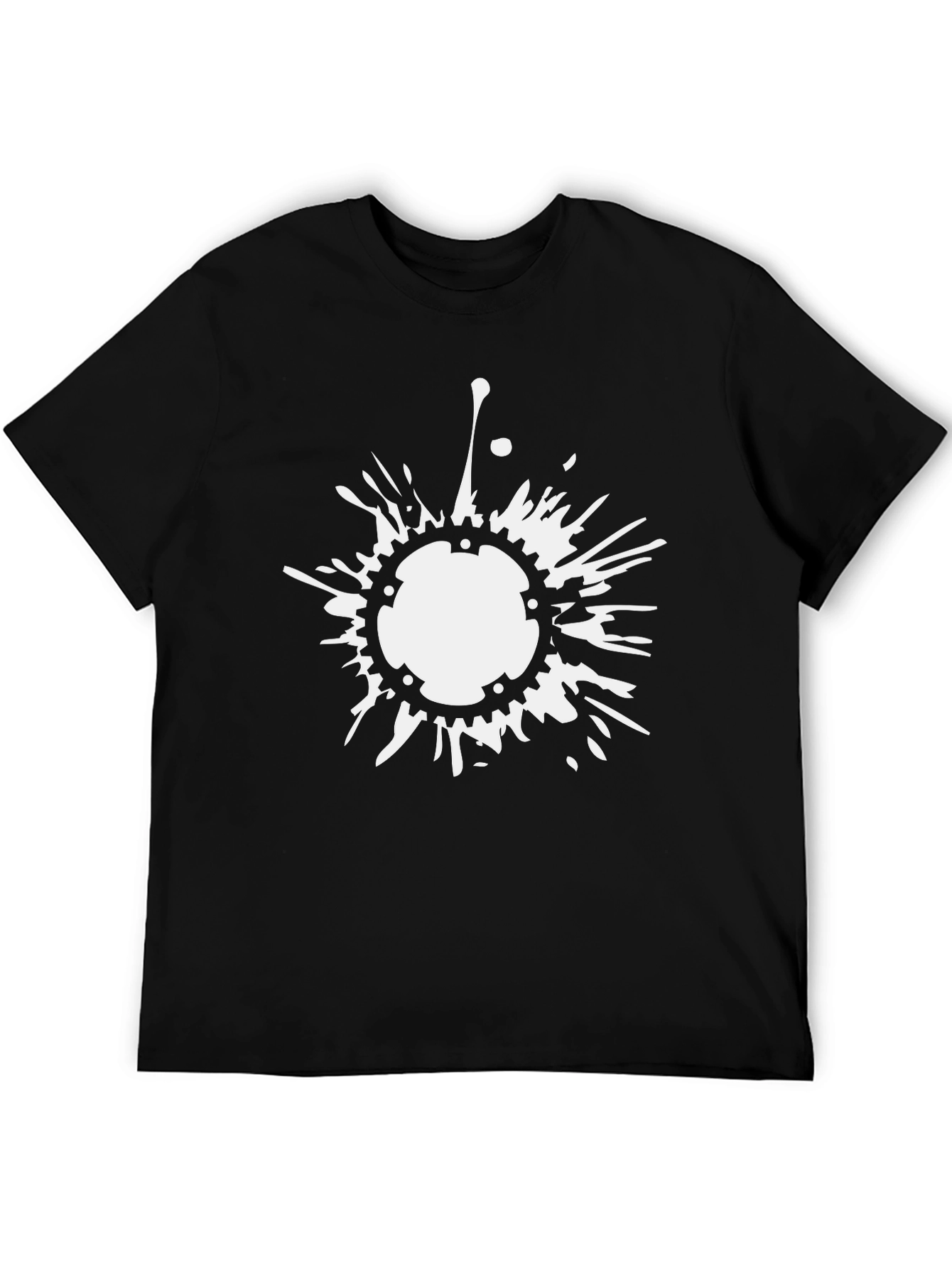 Mens Black T-Shirt with White Splash Graphic
