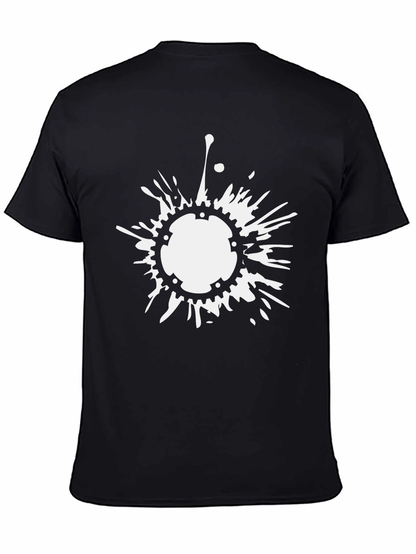 Mens Black T-Shirt with White Splash Graphic