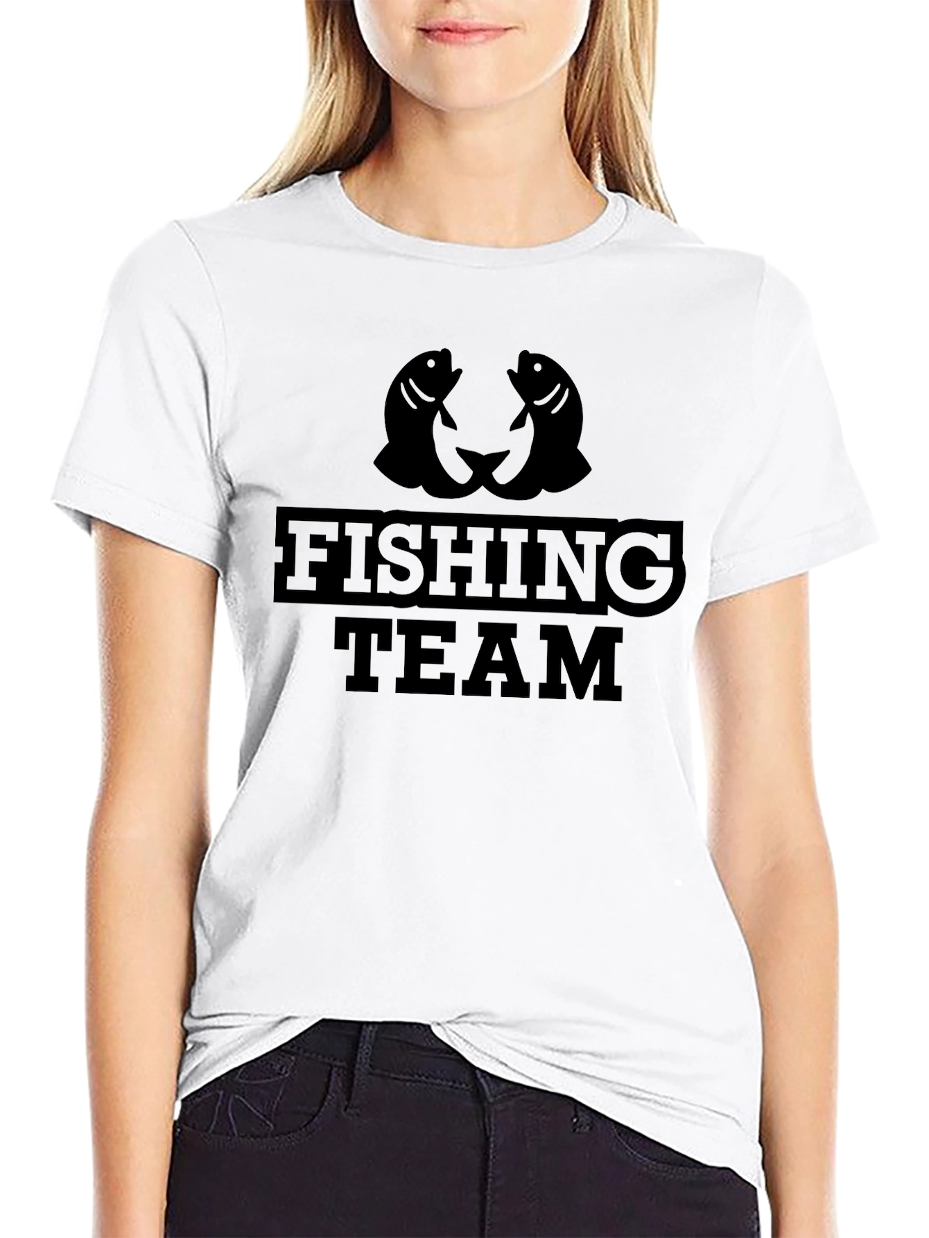 Fishing Team Graphic Tee - Black Cotton T-Shirt