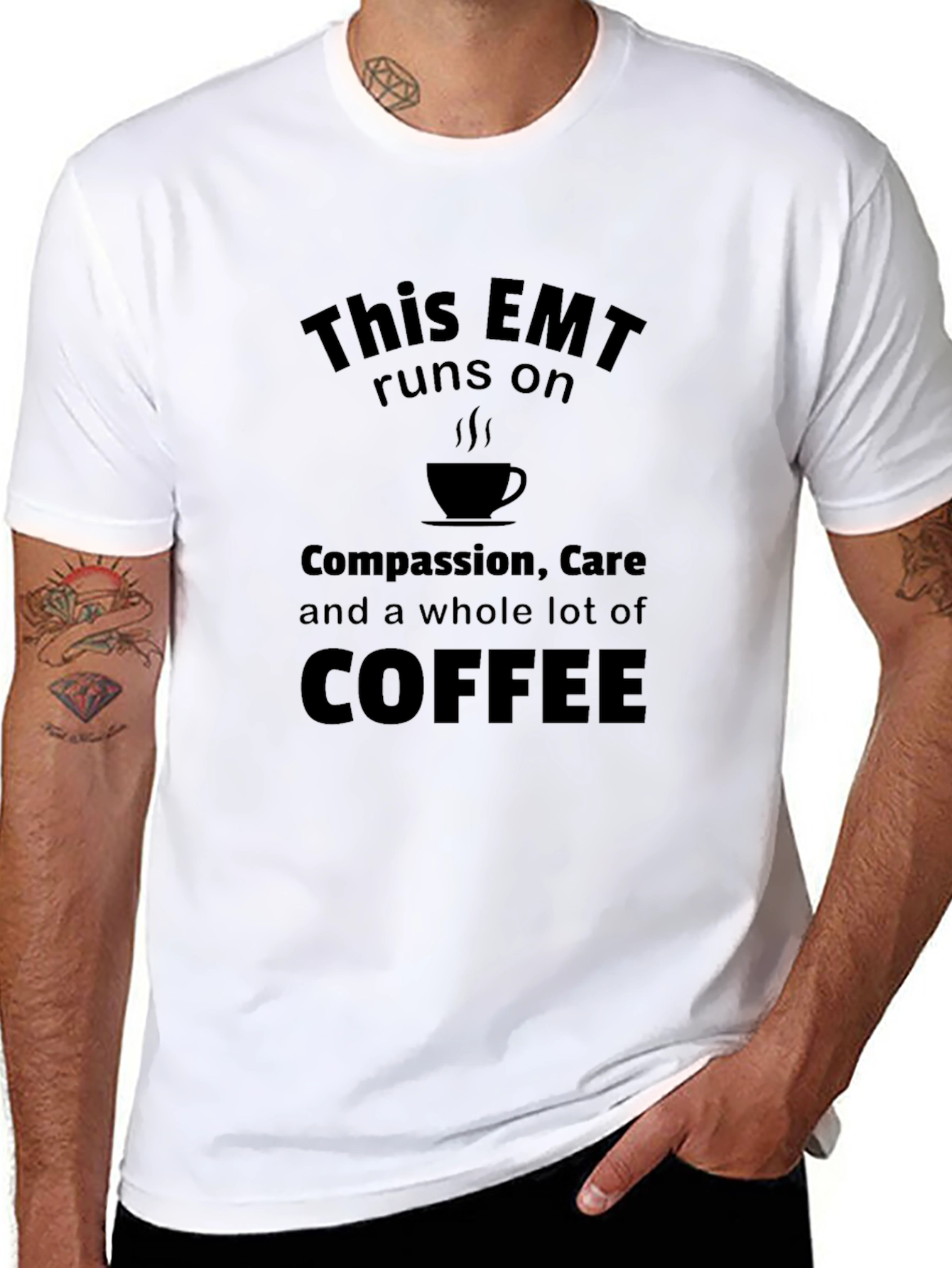 EMT Runs on Coffee T-Shirt - Black