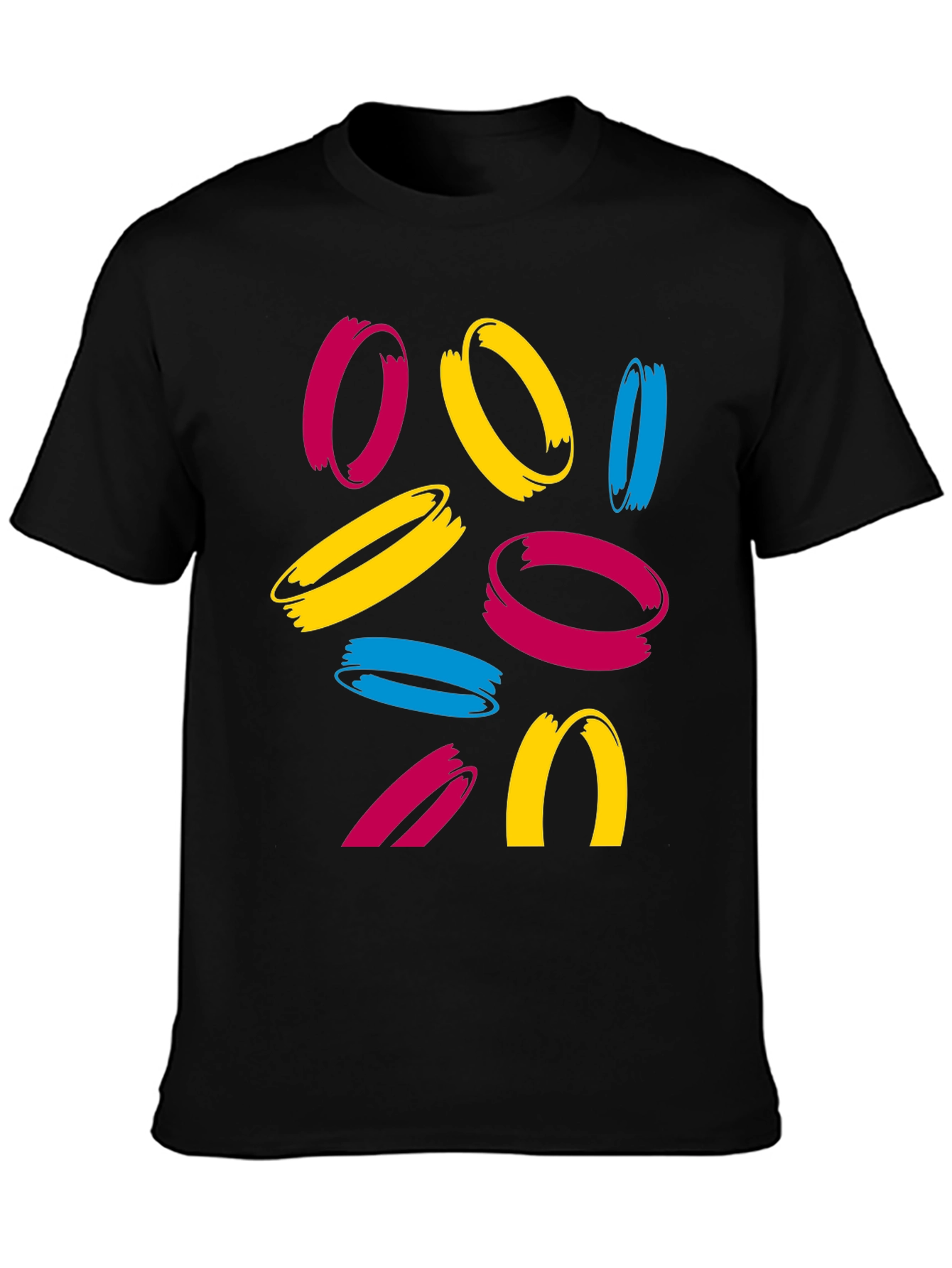 Abstract Circles Graphic Tee - Casual Crew Neck T-Shirt