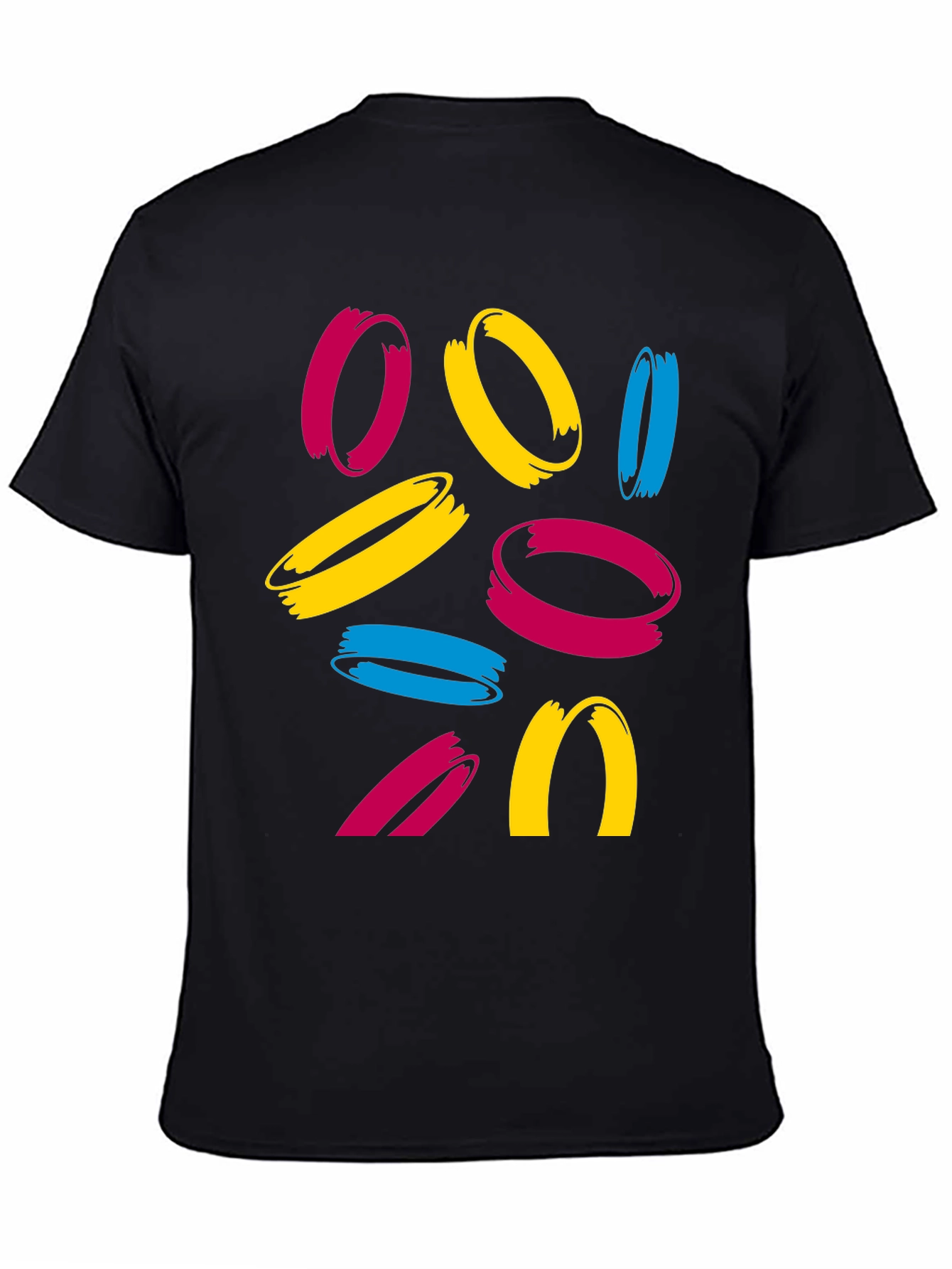 Abstract Circles Graphic Tee - Casual Crew Neck T-Shirt