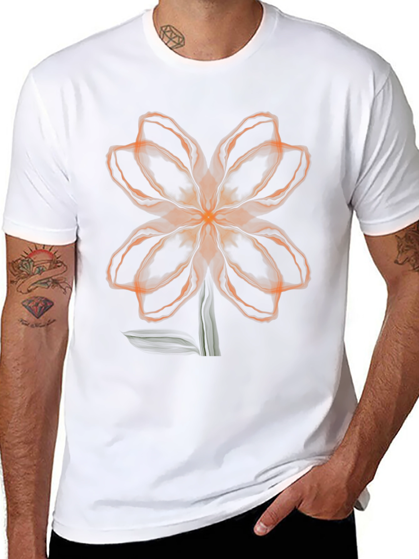 Abstract Floral Graphic Tee - Black