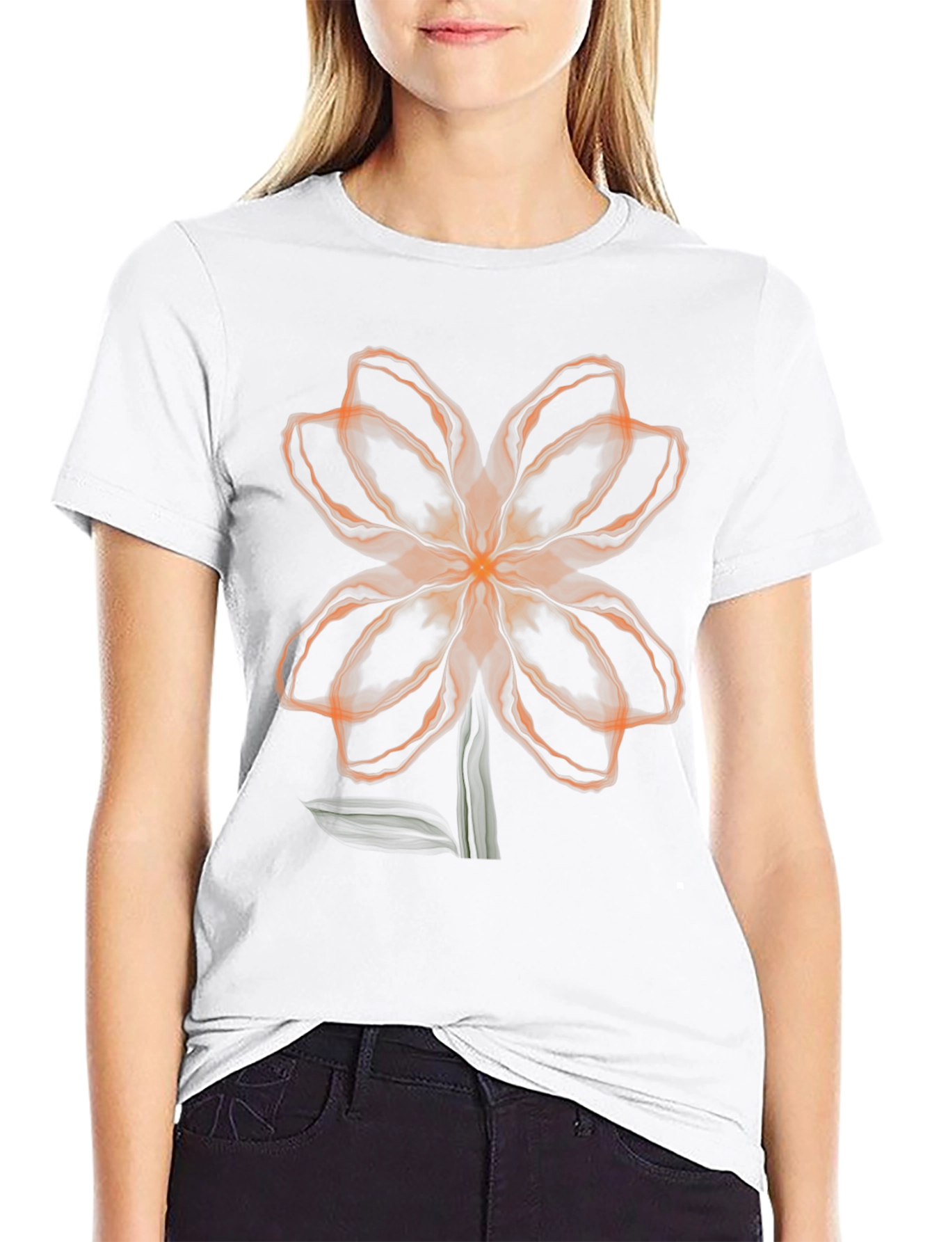Abstract Floral Graphic Tee - Black