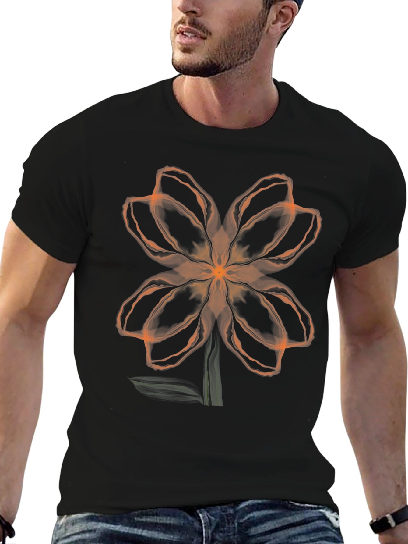 Abstract Floral Graphic Tee - Black