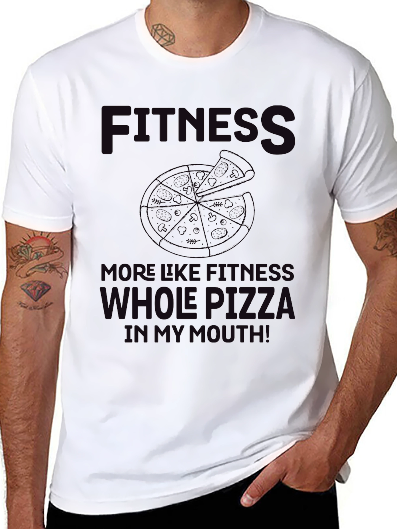 Fitness Whole Pizza T-Shirt - Funny Graphic Tee