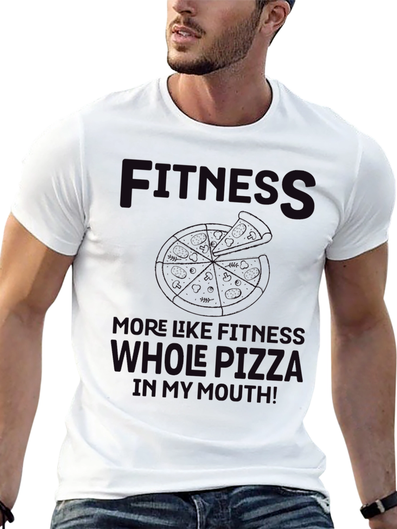 Fitness Whole Pizza T-Shirt - Funny Graphic Tee
