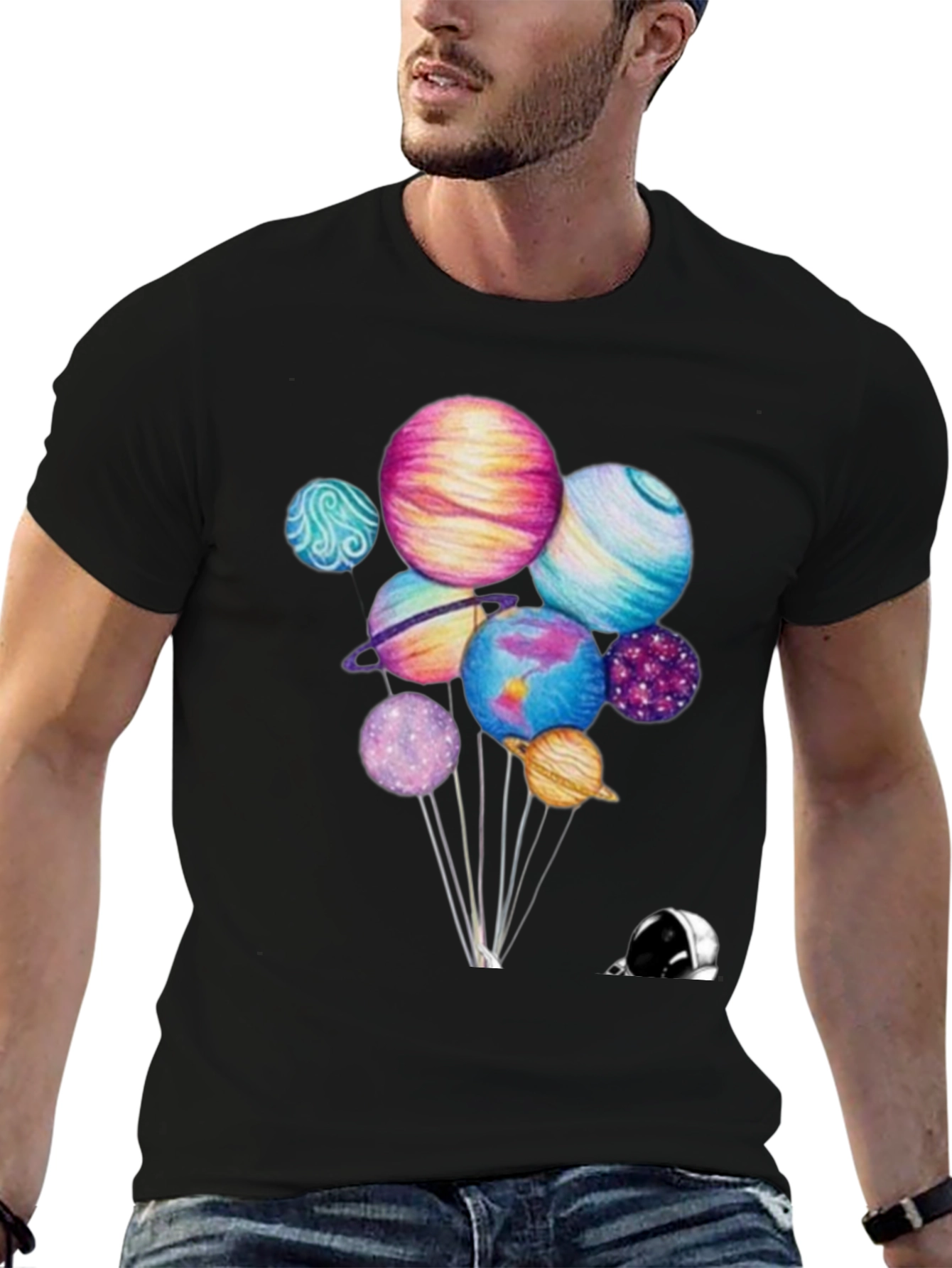 Planets Graphic Black T-Shirt