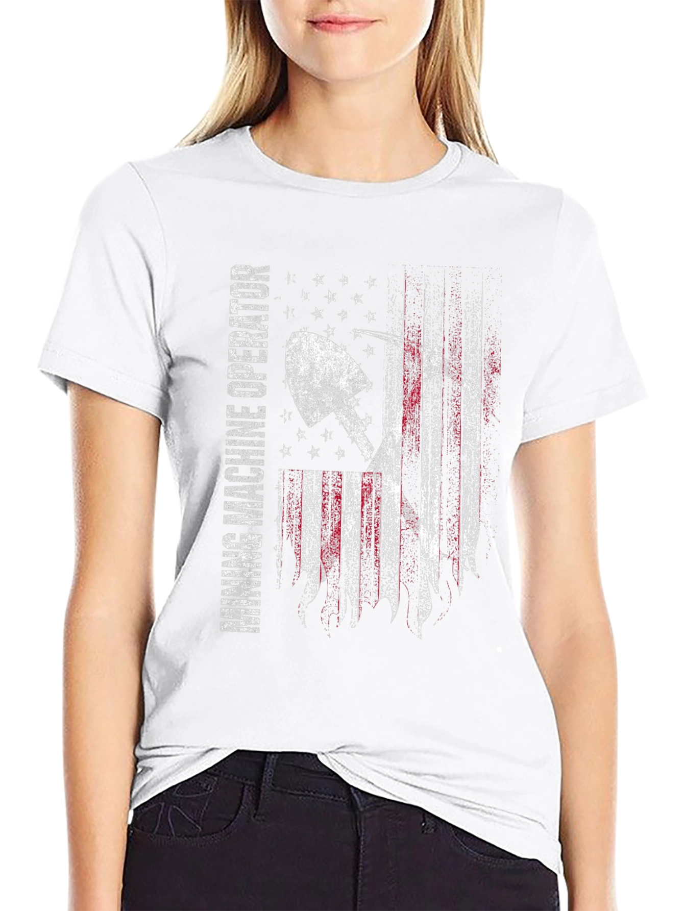 Mining Machine Operator USA Flag T-Shirt