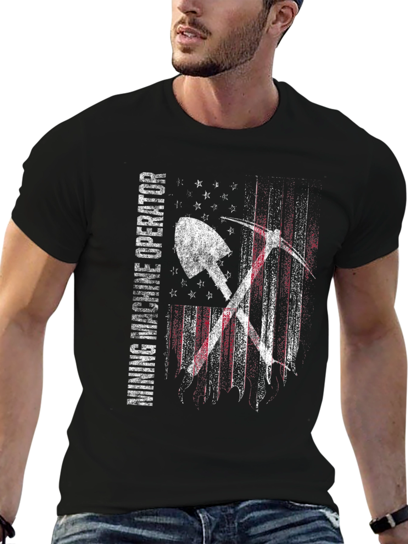 Mining Machine Operator USA Flag T-Shirt