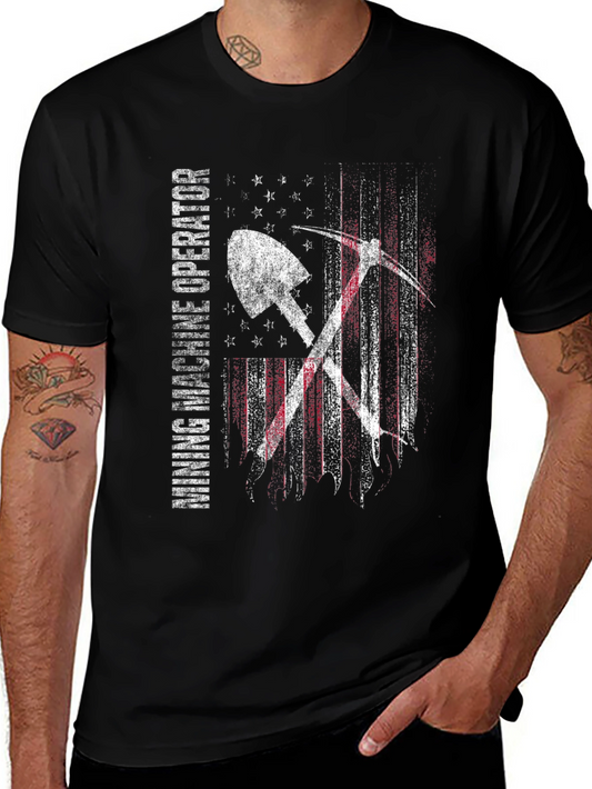 Mining Machine Operator USA Flag T-Shirt